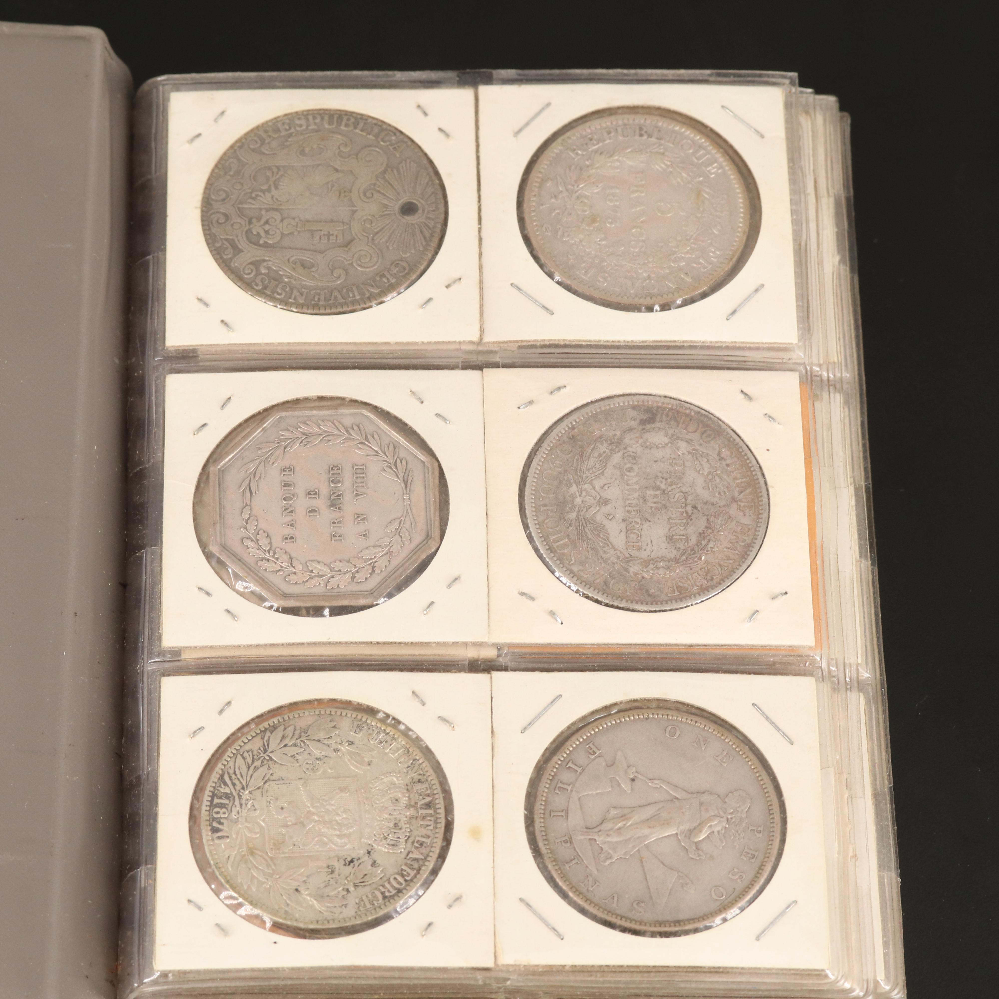 Coin Stock Book with 60 Various Foreign Coins