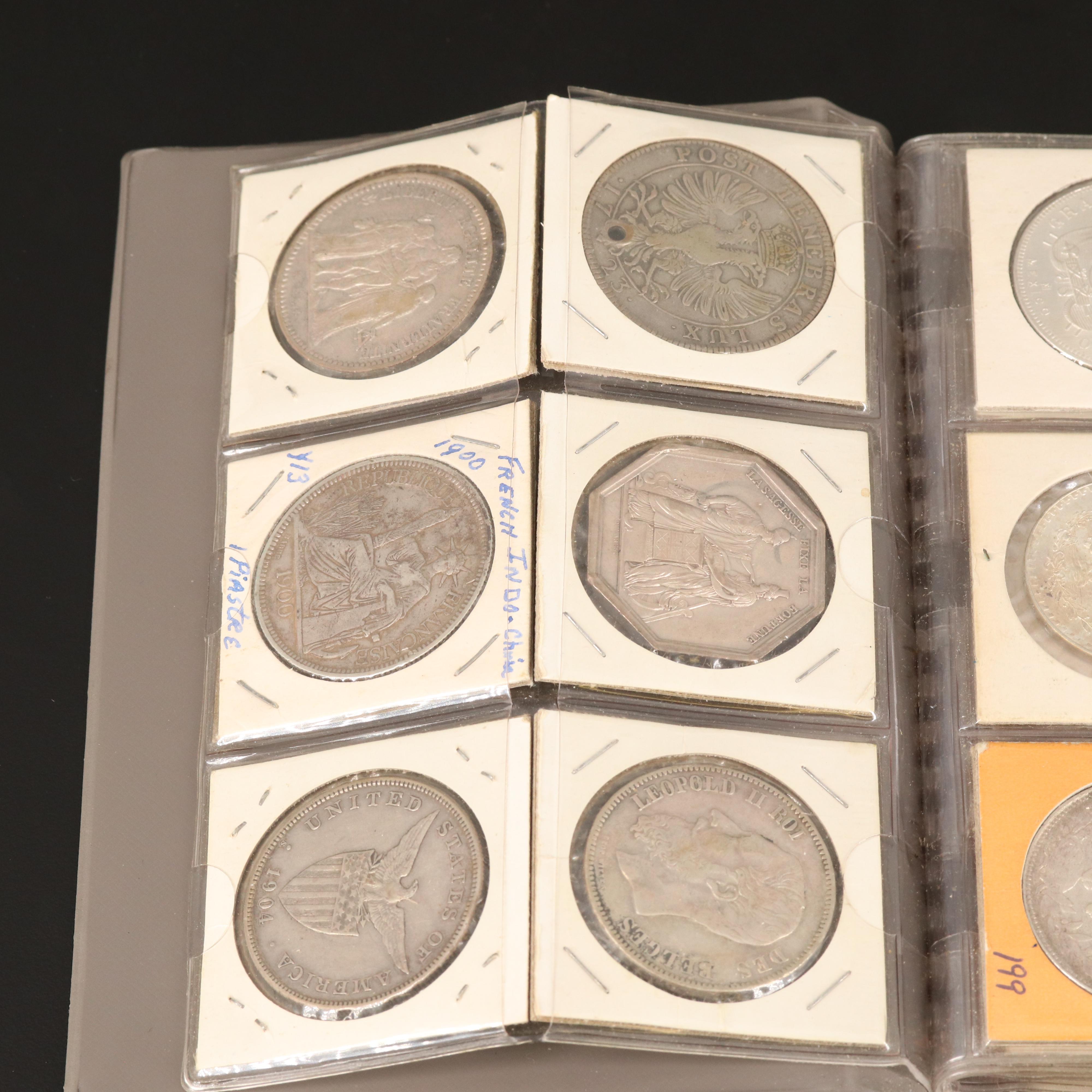 Coin Stock Book with 60 Various Foreign Coins