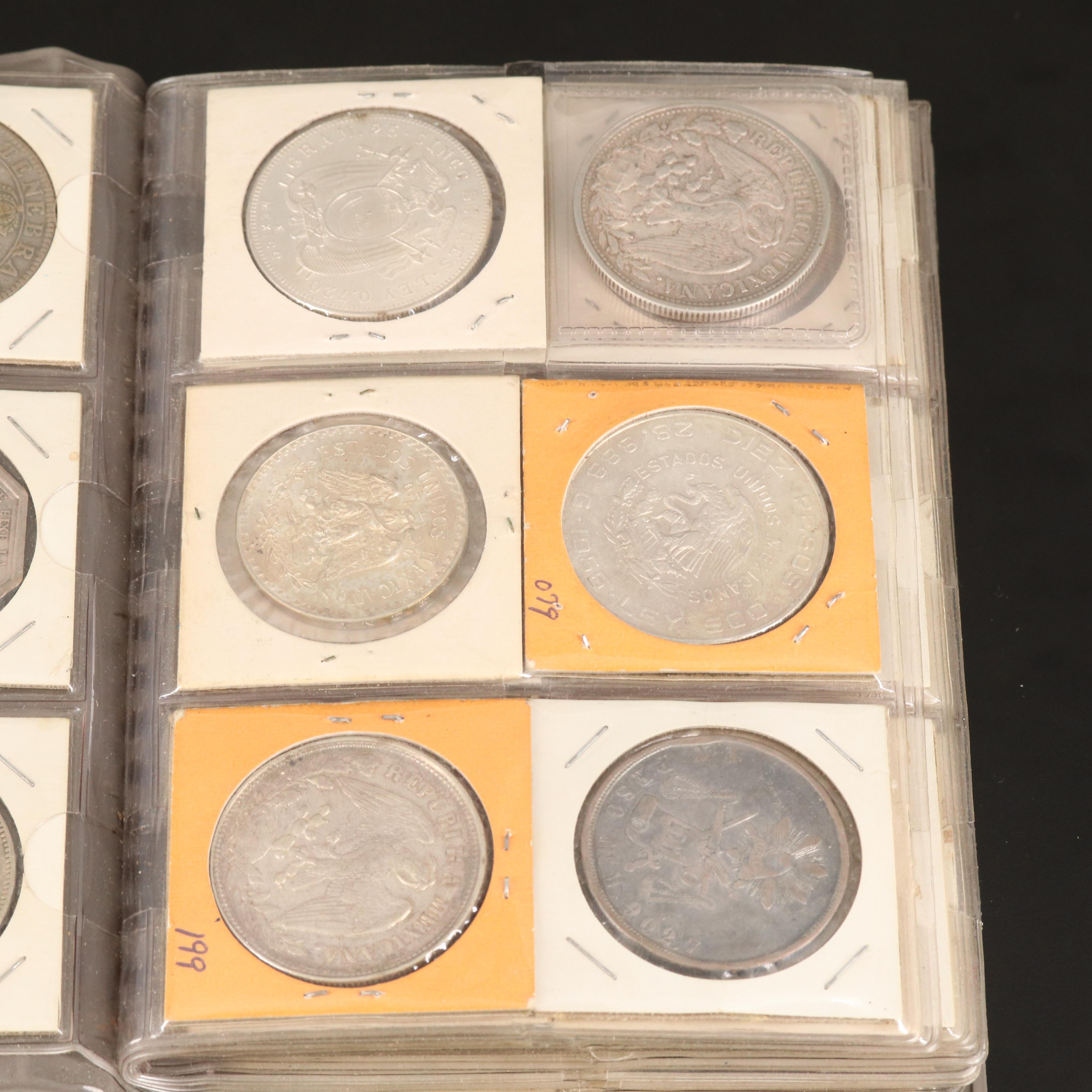 Coin Stock Book with 60 Various Foreign Coins