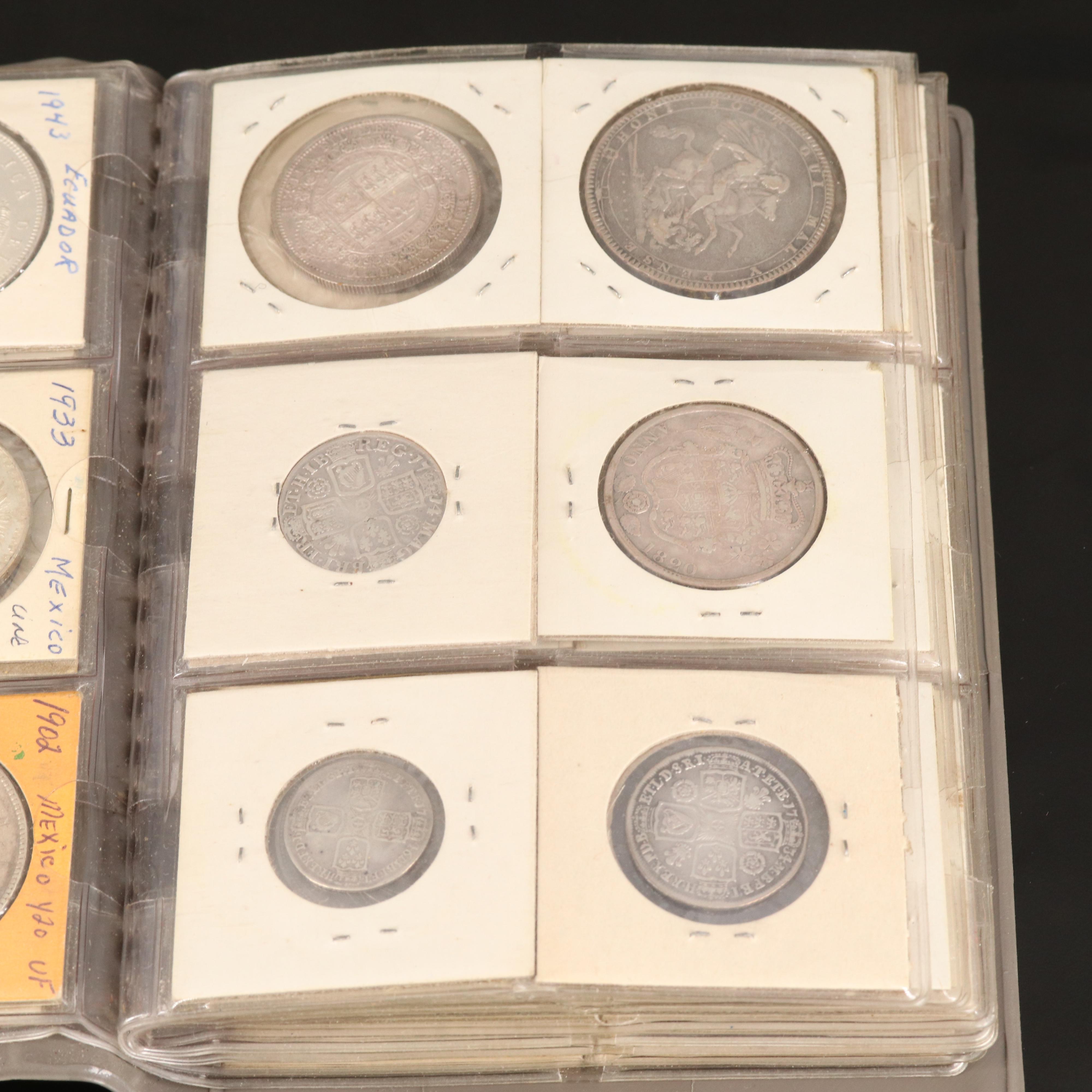 Coin Stock Book with 60 Various Foreign Coins