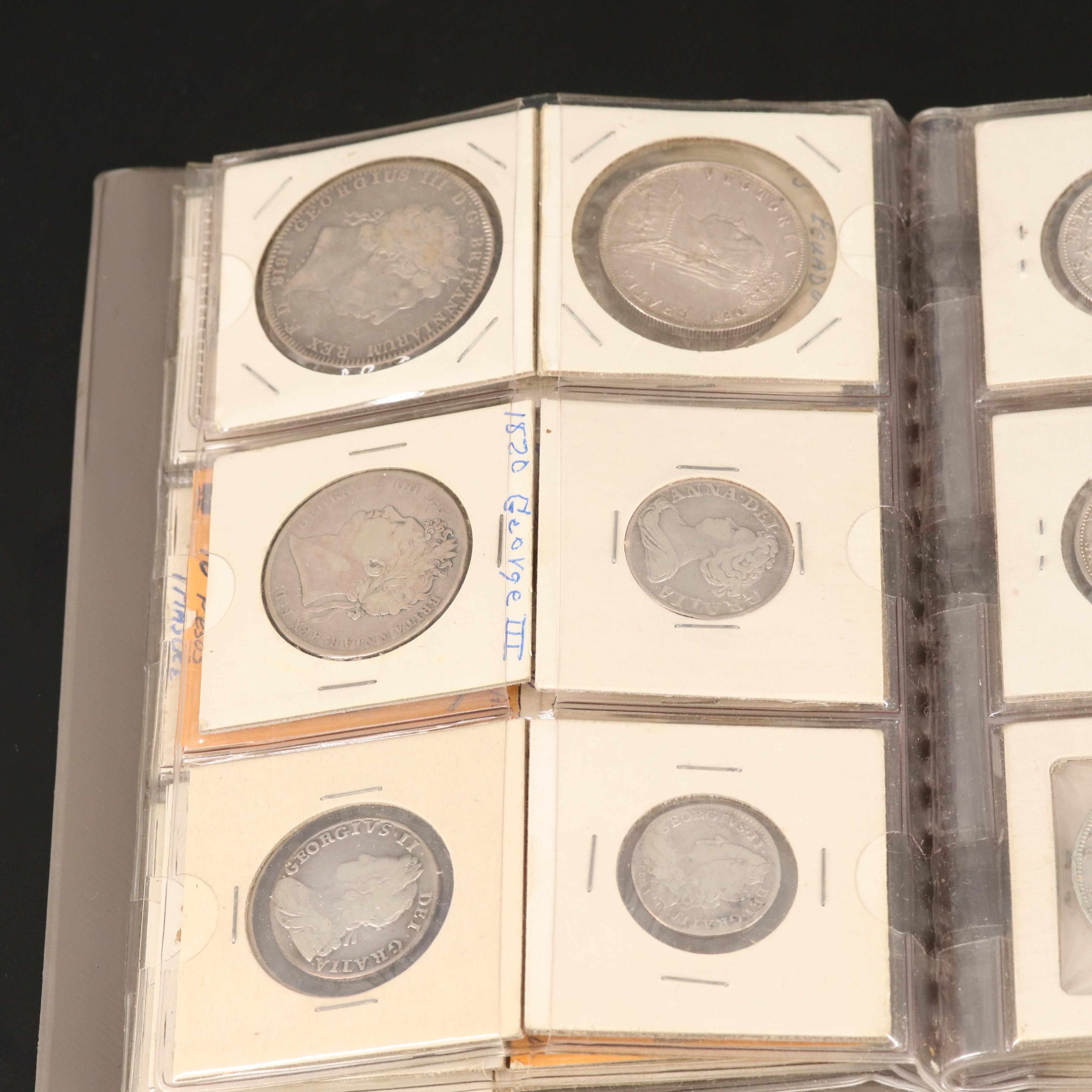 Coin Stock Book with 60 Various Foreign Coins