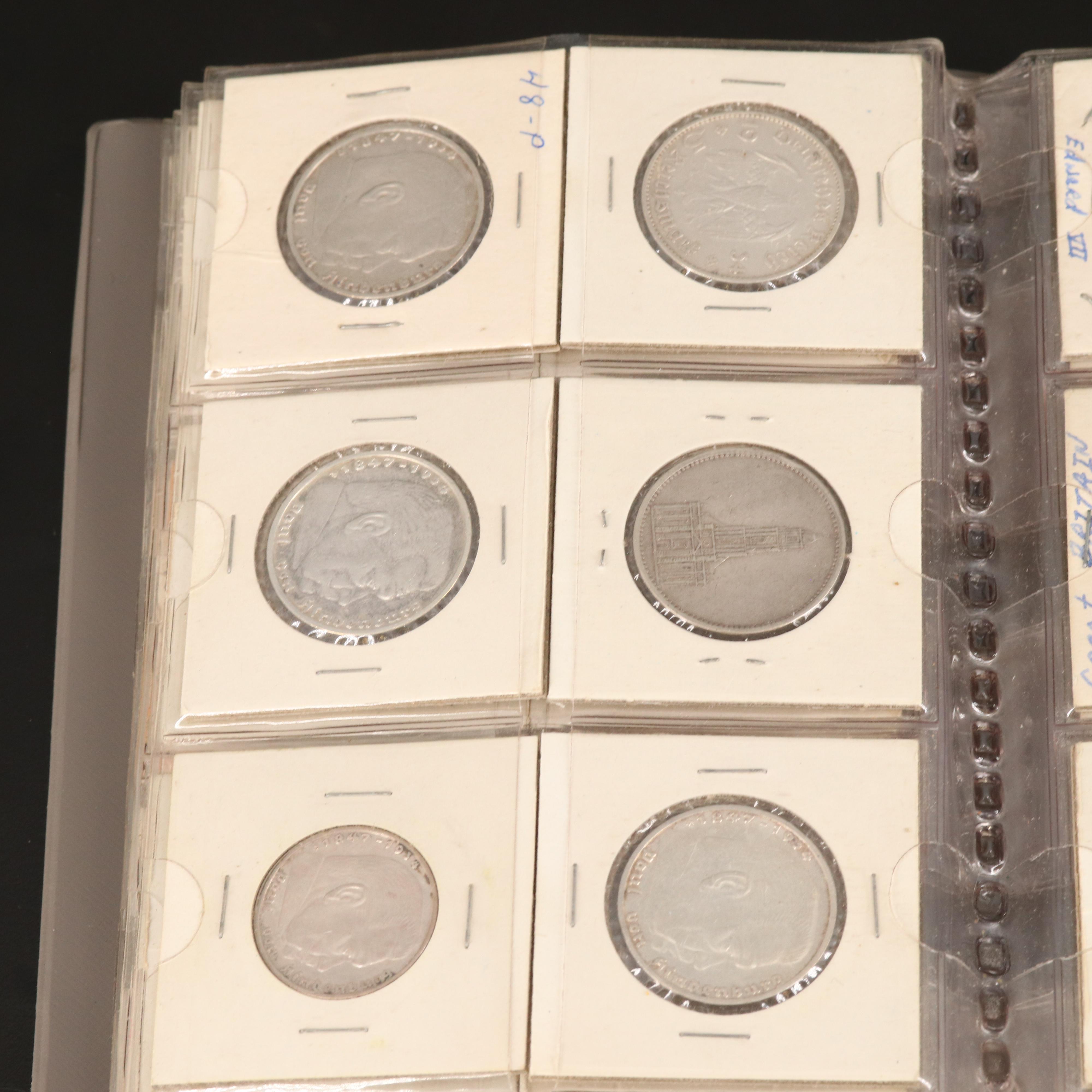 Coin Stock Book with 60 Various Foreign Coins