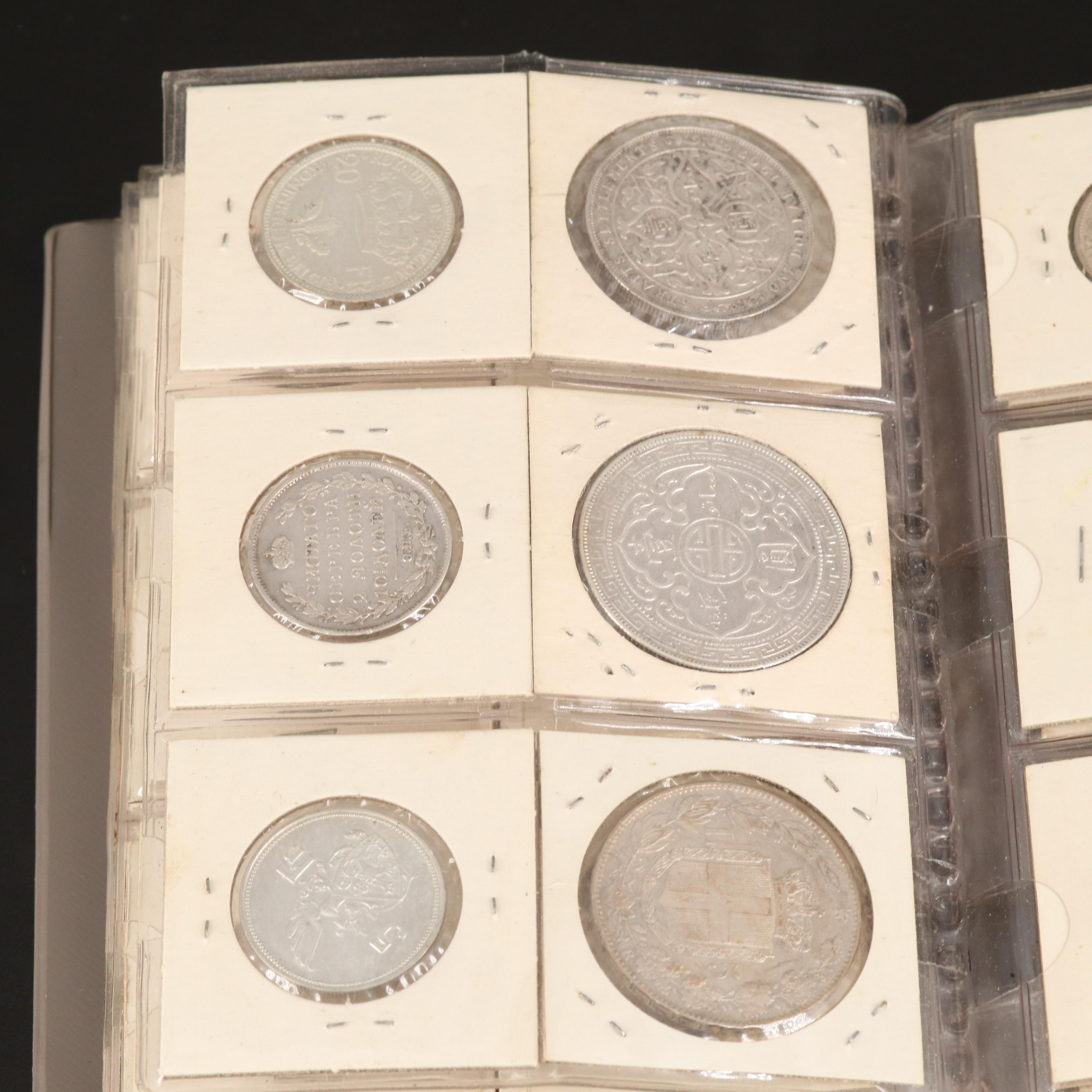 Coin Stock Book with 60 Various Foreign Coins