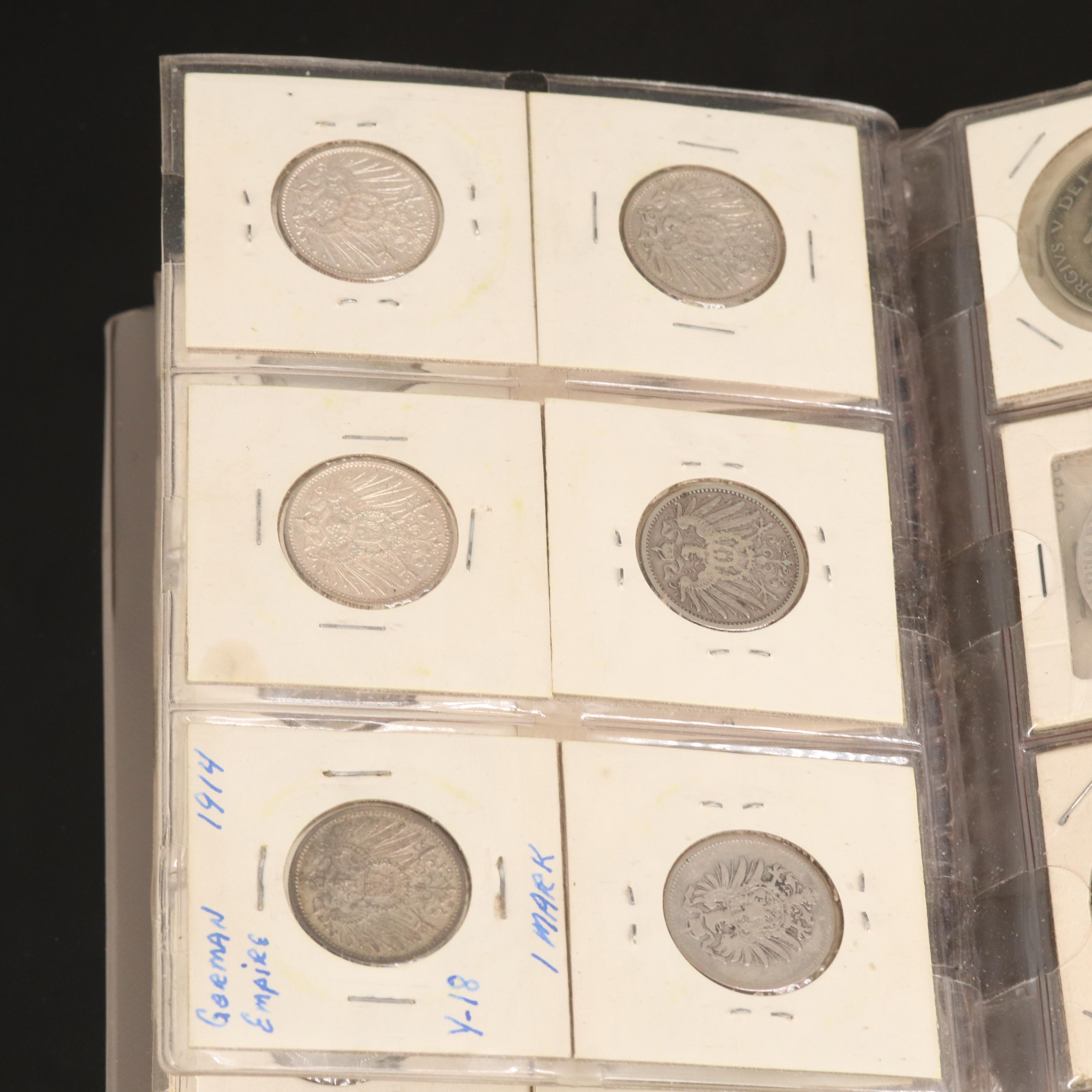 Coin Stock Book with 60 Various Foreign Coins