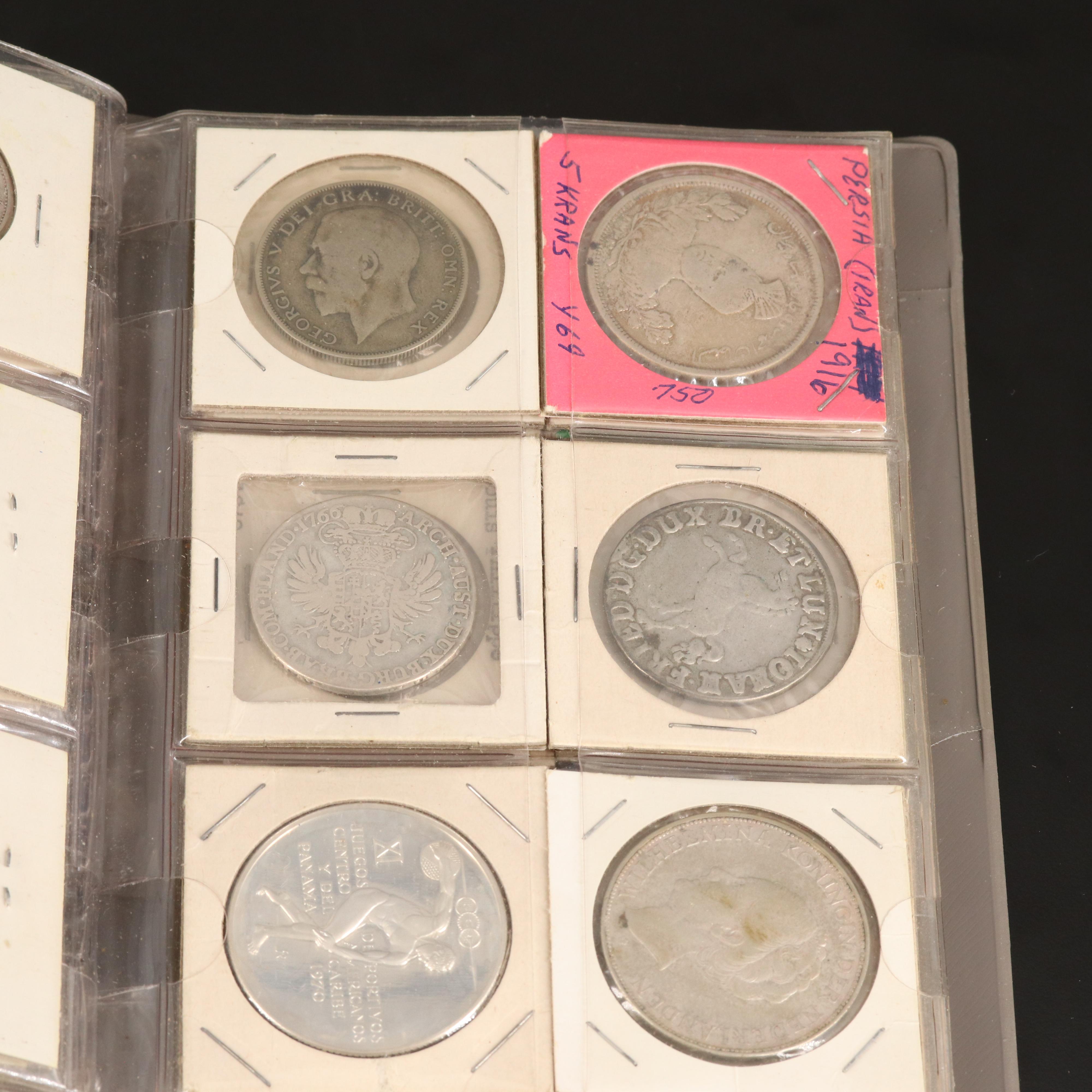 Coin Stock Book with 60 Various Foreign Coins