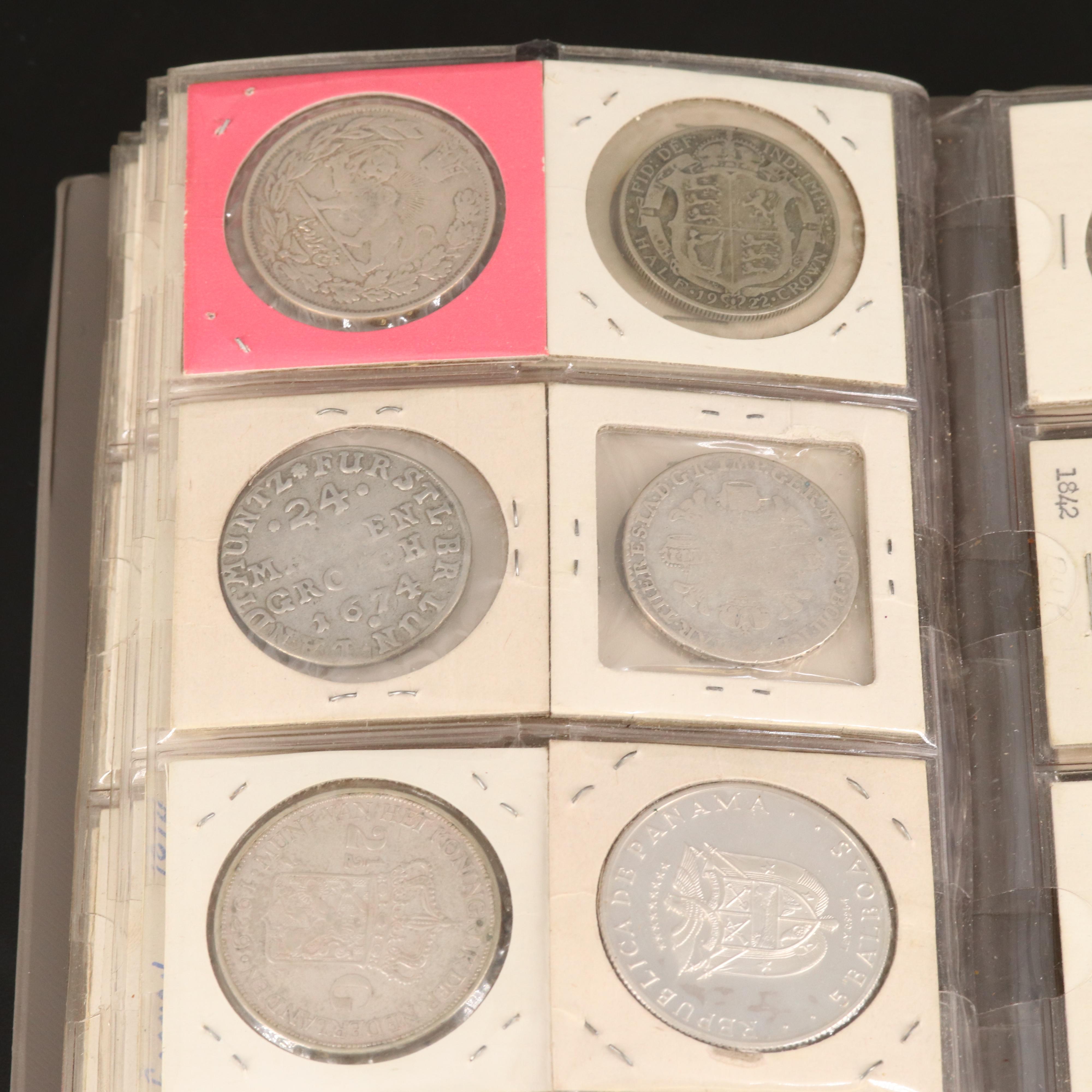 Coin Stock Book with 60 Various Foreign Coins