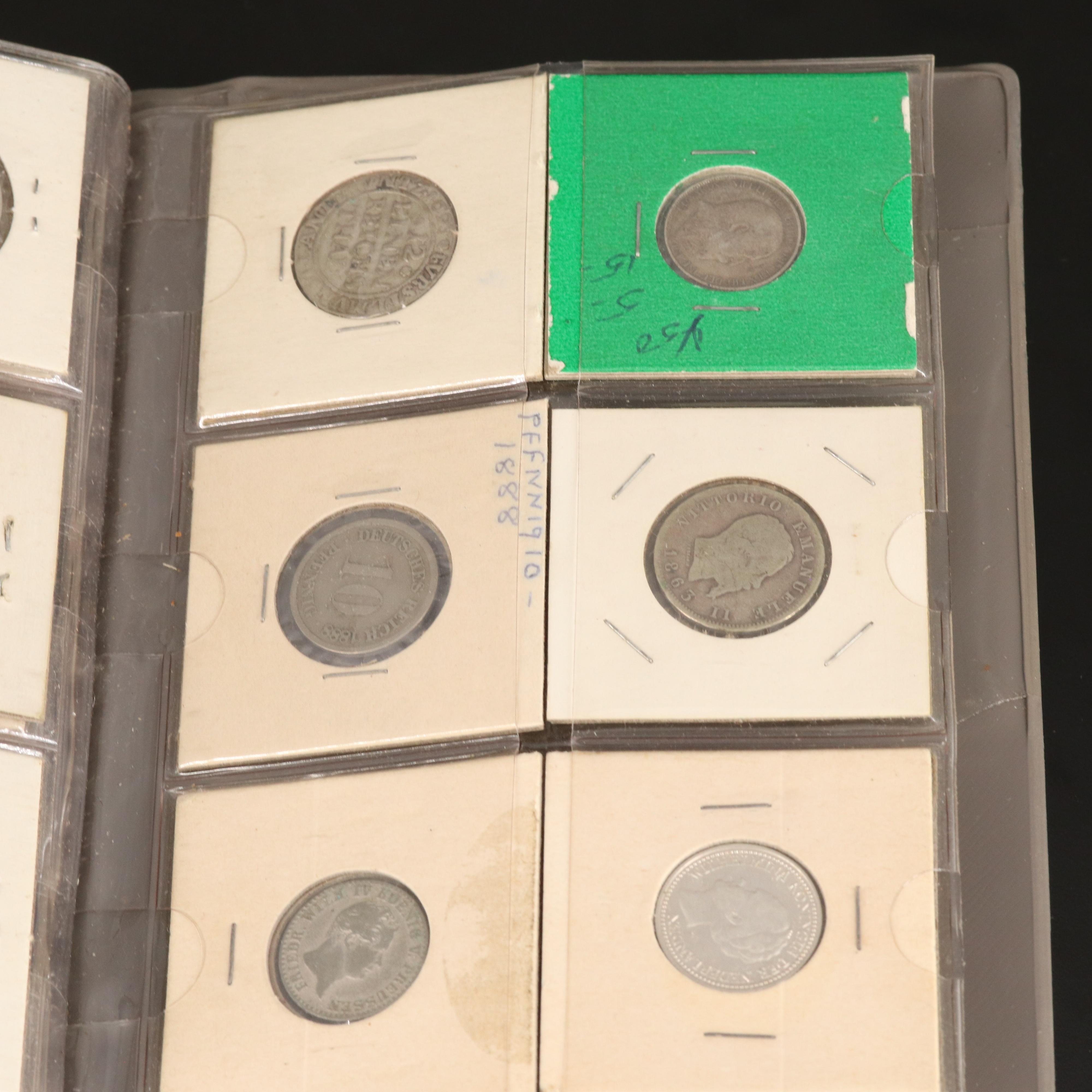 Coin Stock Book with 60 Various Foreign Coins