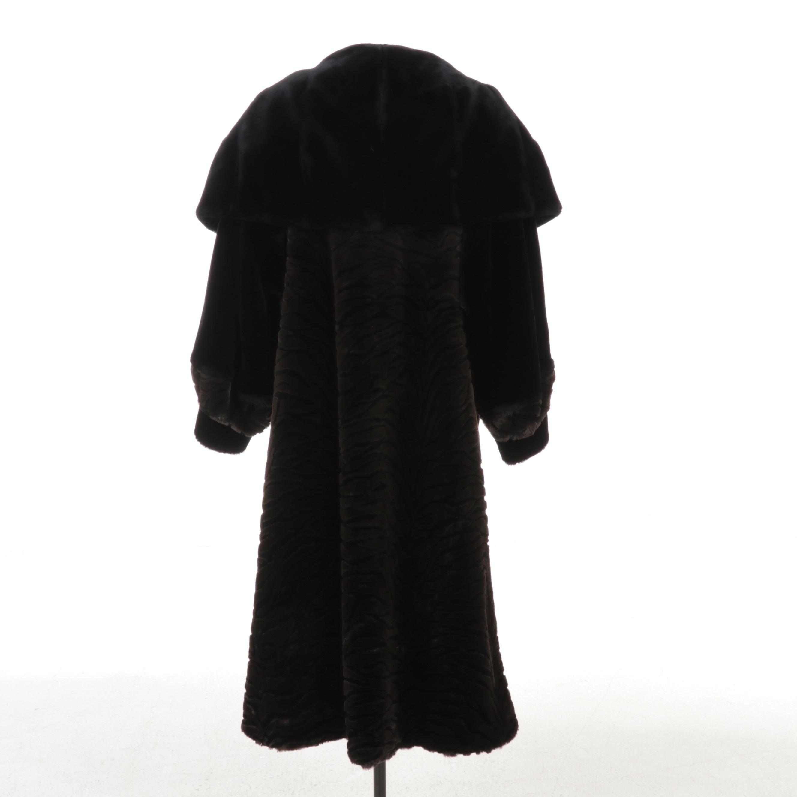 Zebra Patterned Cut Faux Mink Evening Coat By Kadosh