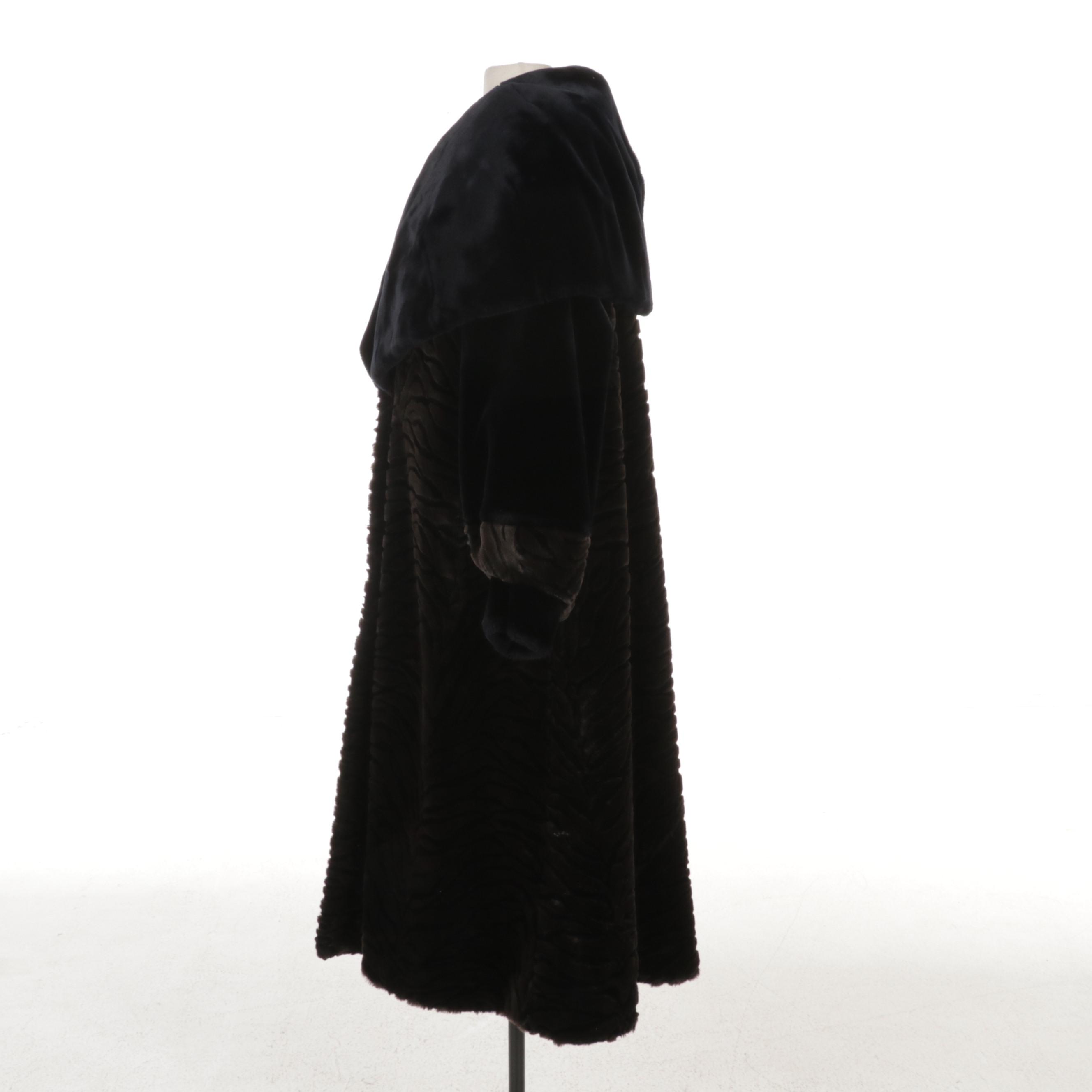 Zebra Patterned Cut Faux Mink Evening Coat By Kadosh