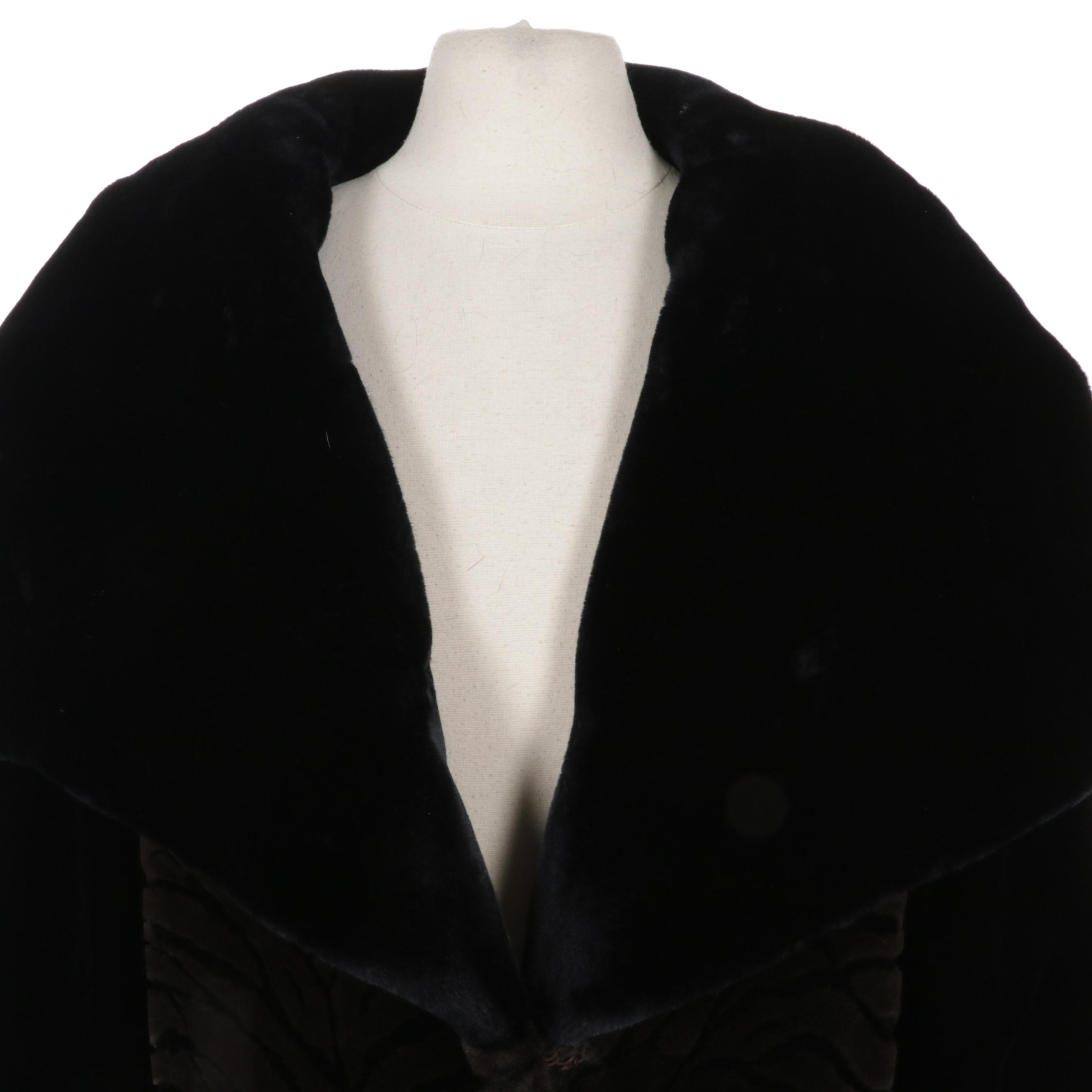 Zebra Patterned Cut Faux Mink Evening Coat By Kadosh