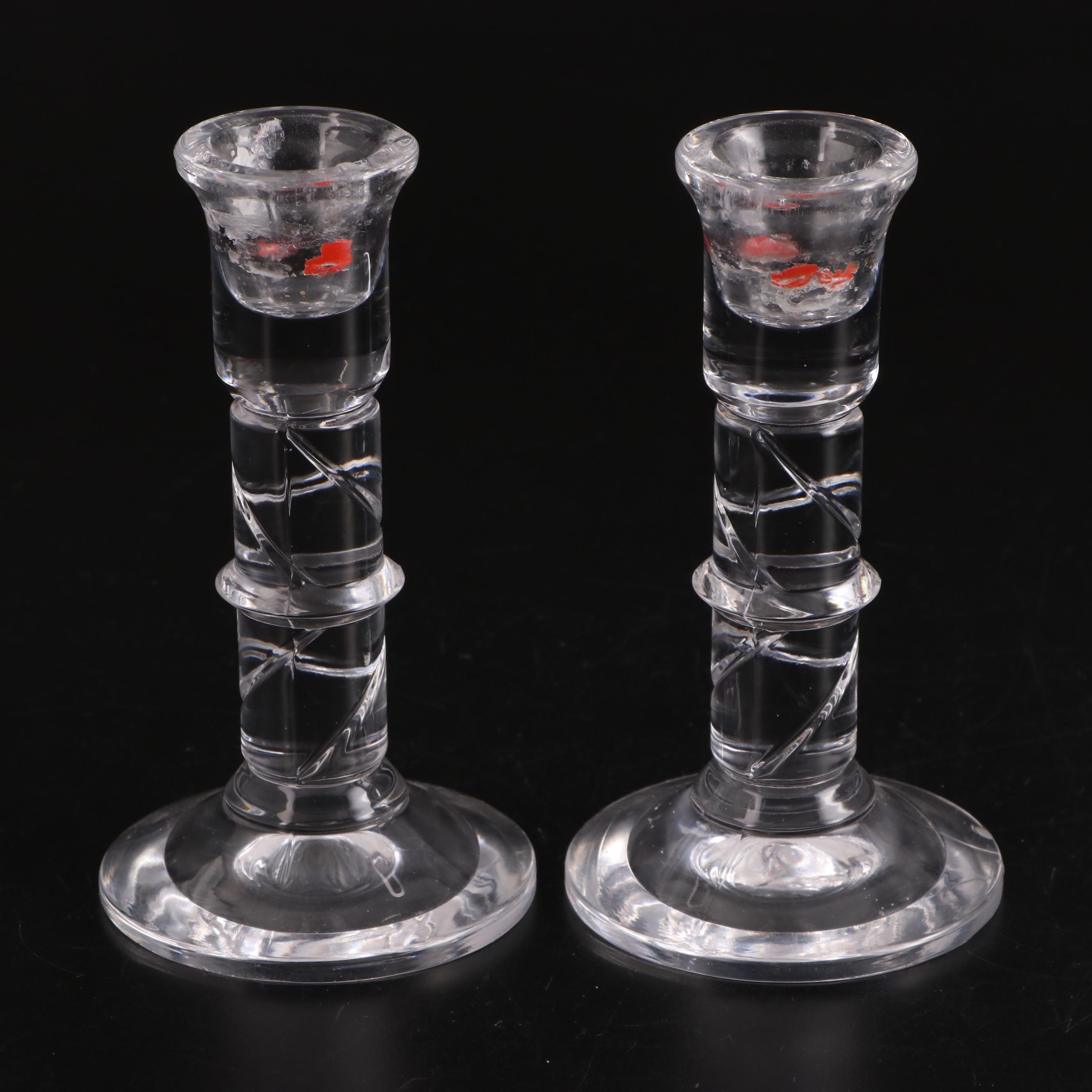 Glass Candy Dish, Sugar Bowl, and Candlesticks