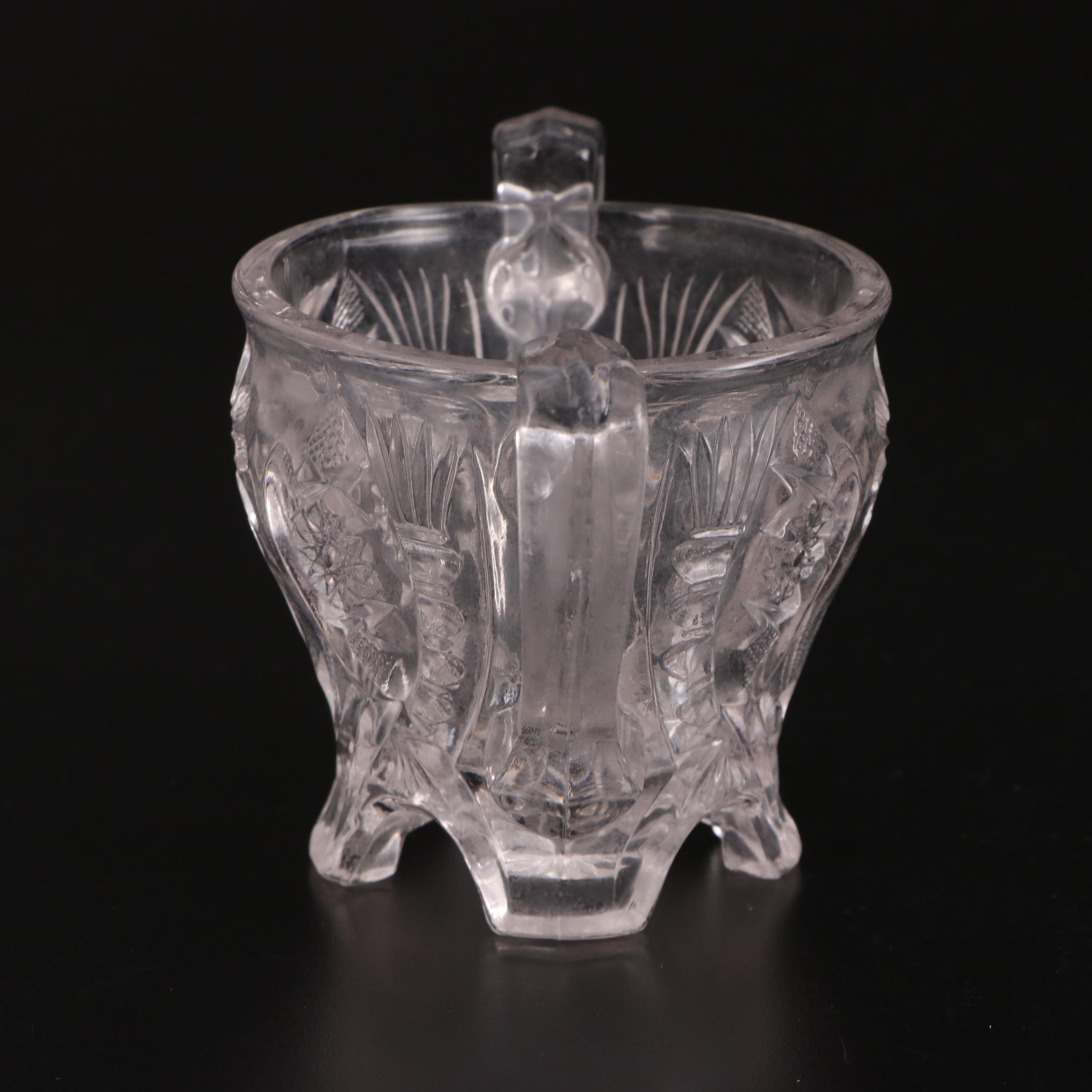 Glass Candy Dish, Sugar Bowl, and Candlesticks