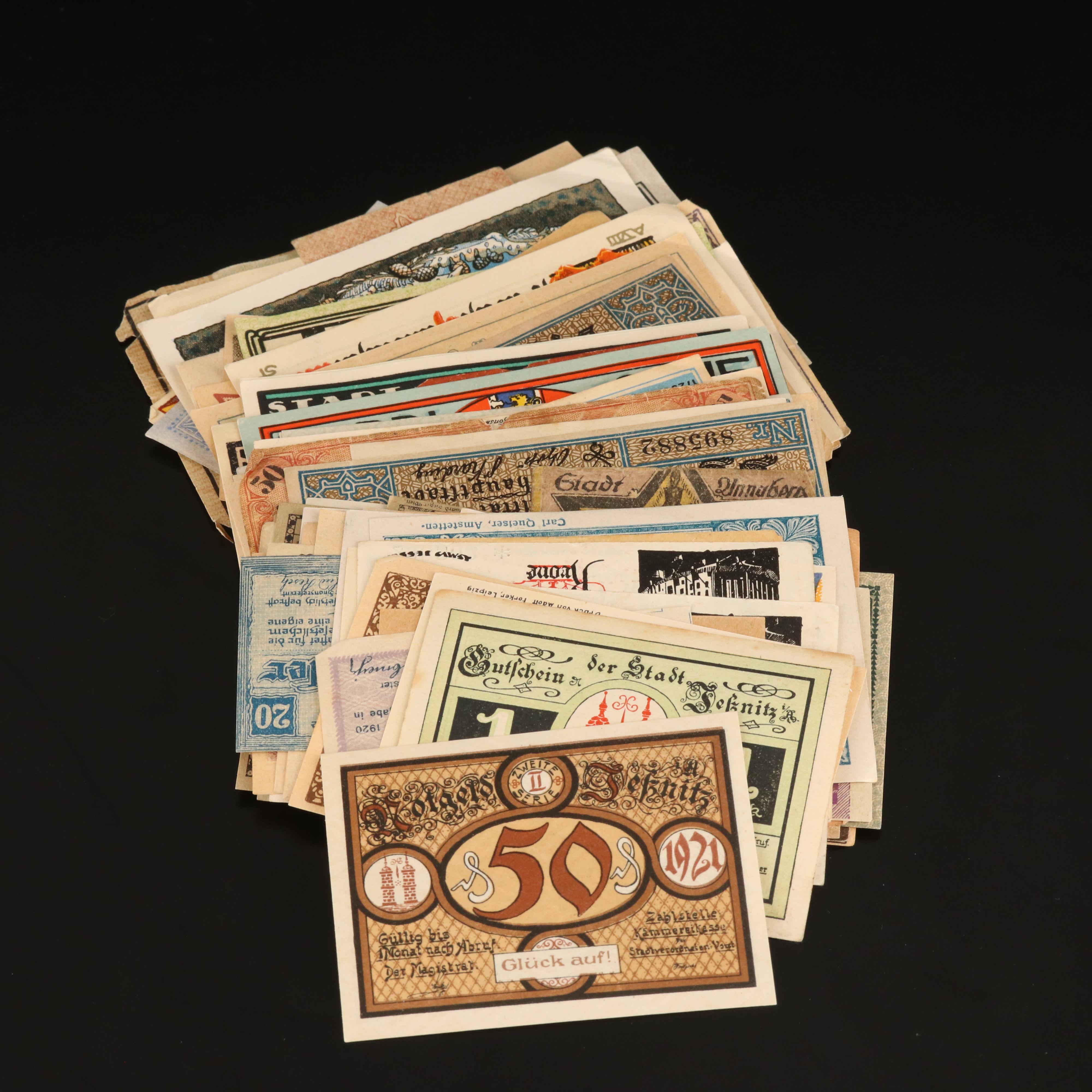 140 German and Austrian Notgeld Banknotes