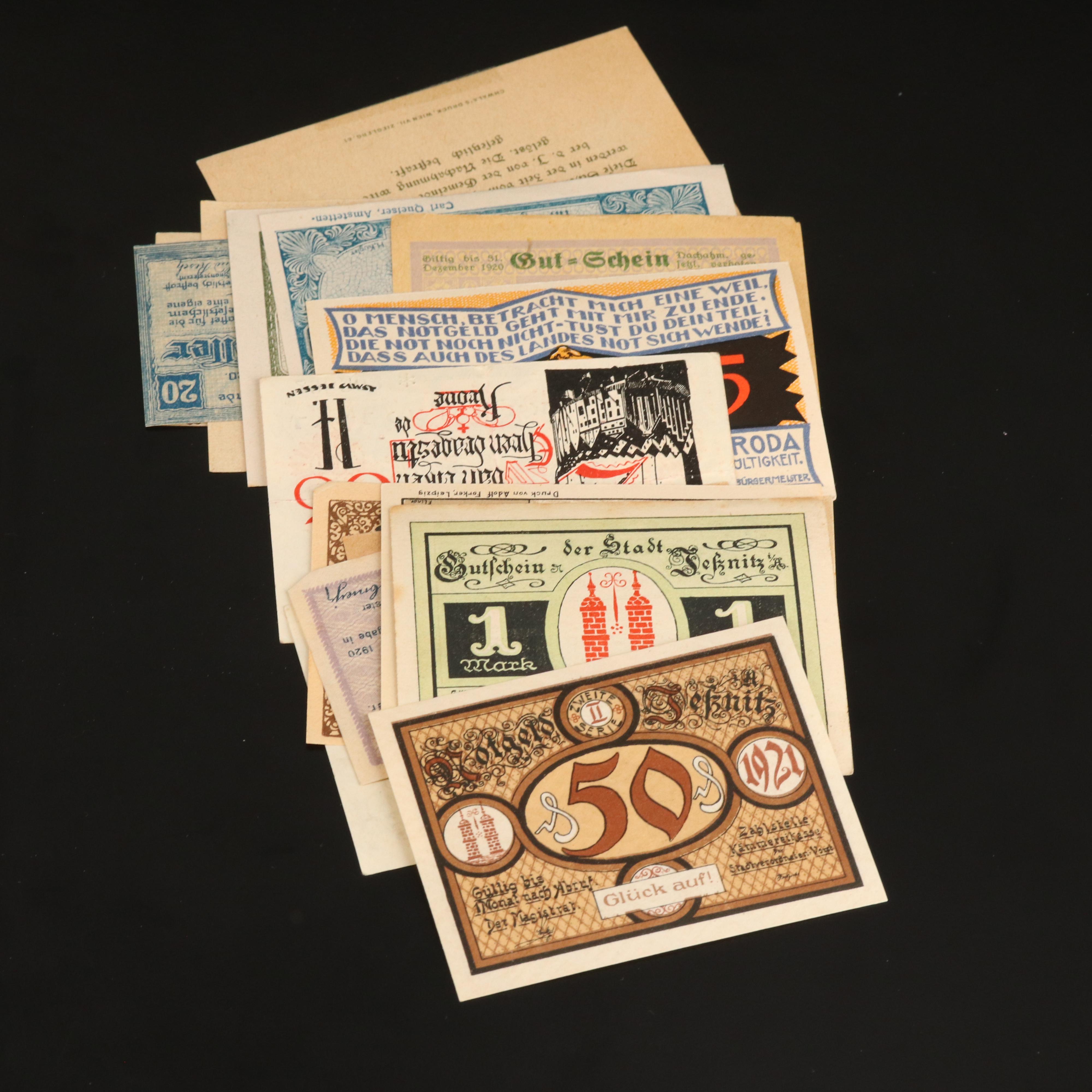 140 German and Austrian Notgeld Banknotes