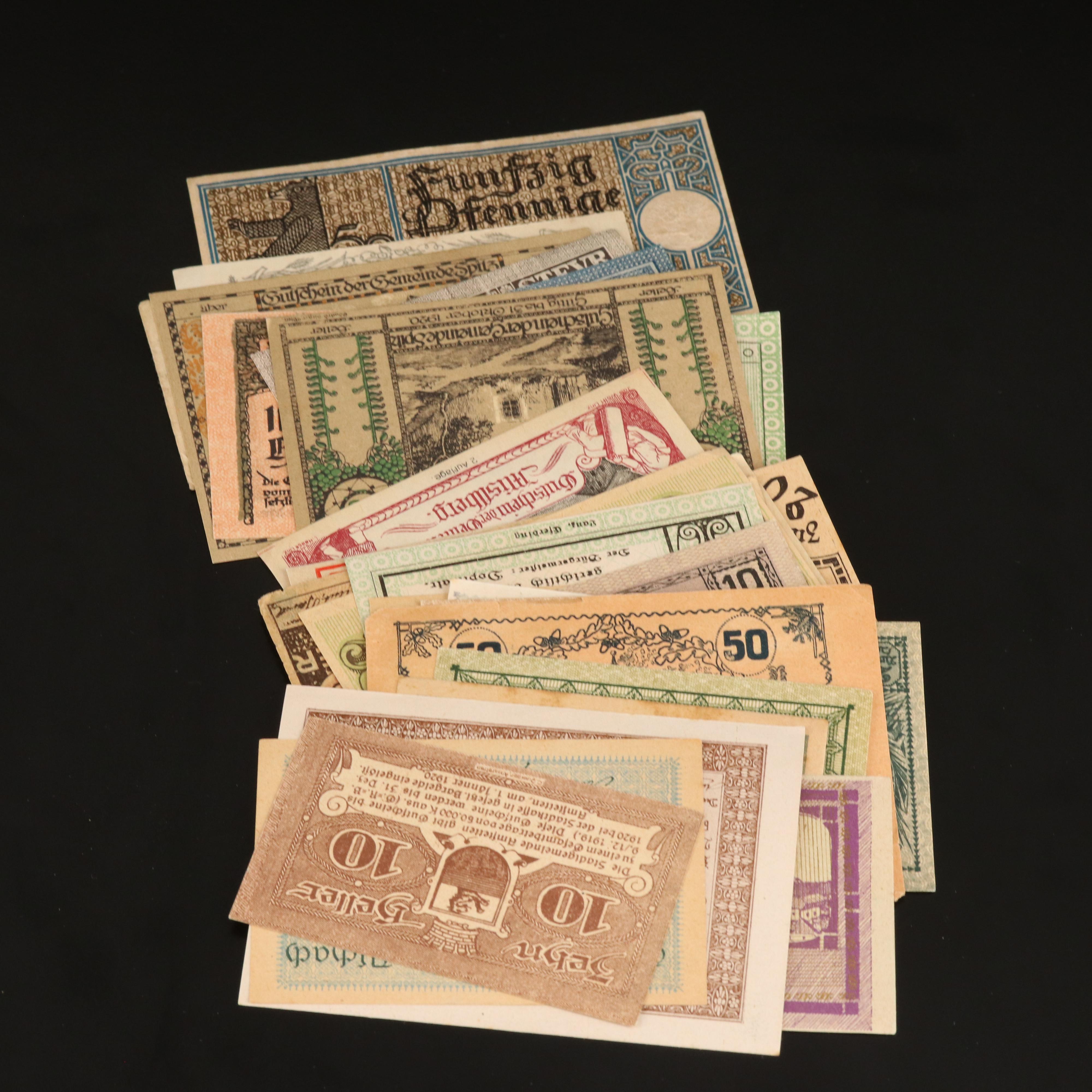 140 German and Austrian Notgeld Banknotes