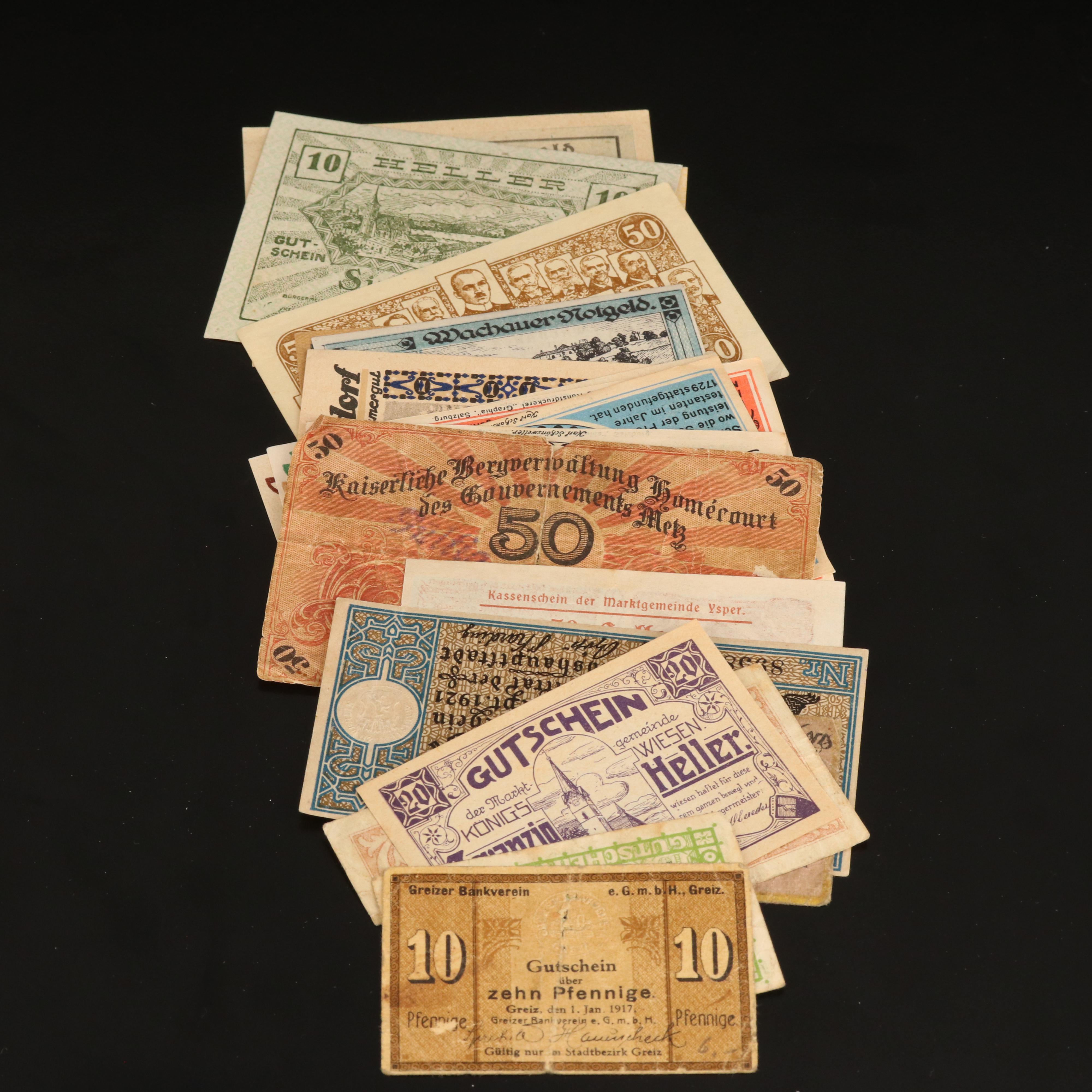 140 German and Austrian Notgeld Banknotes