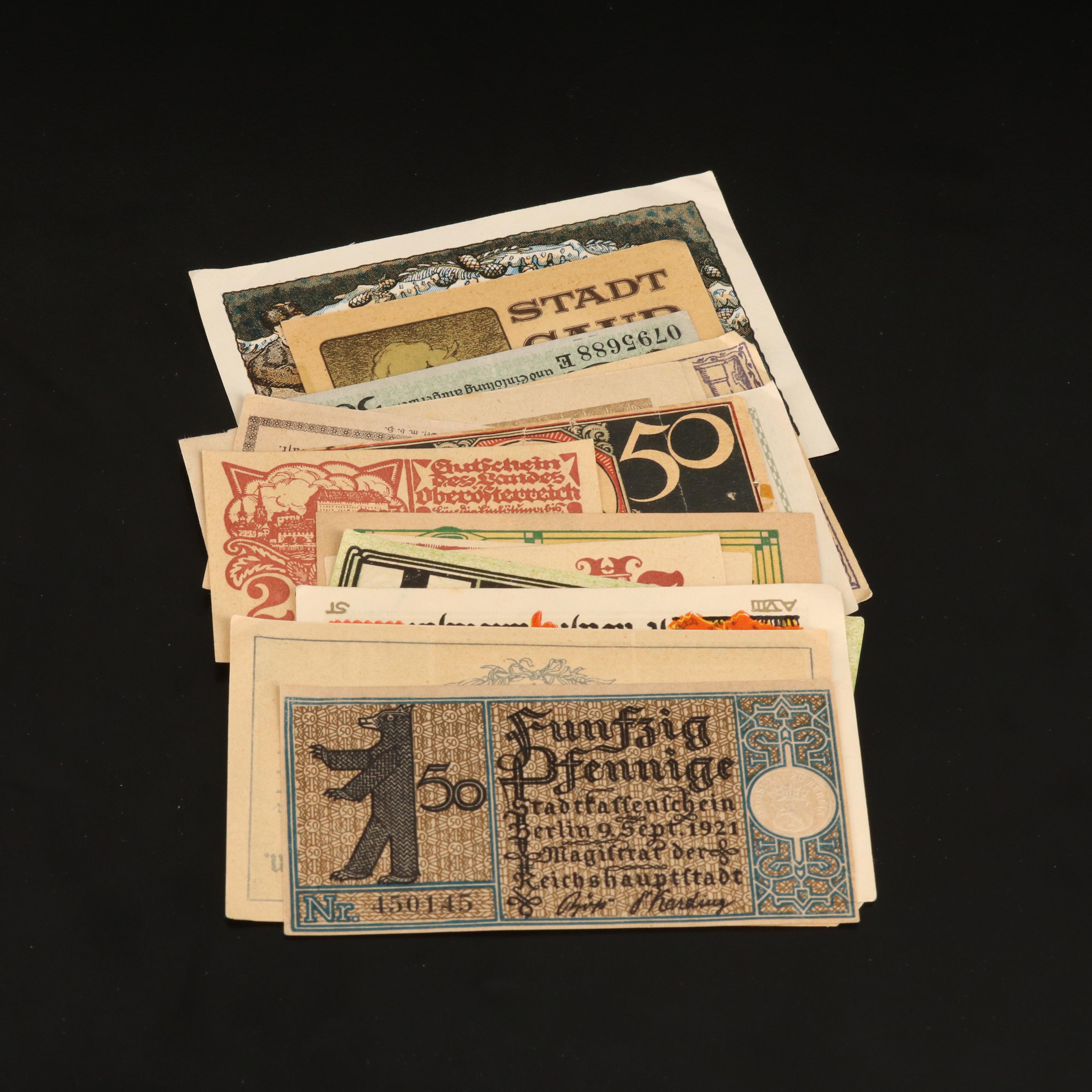 140 German and Austrian Notgeld Banknotes