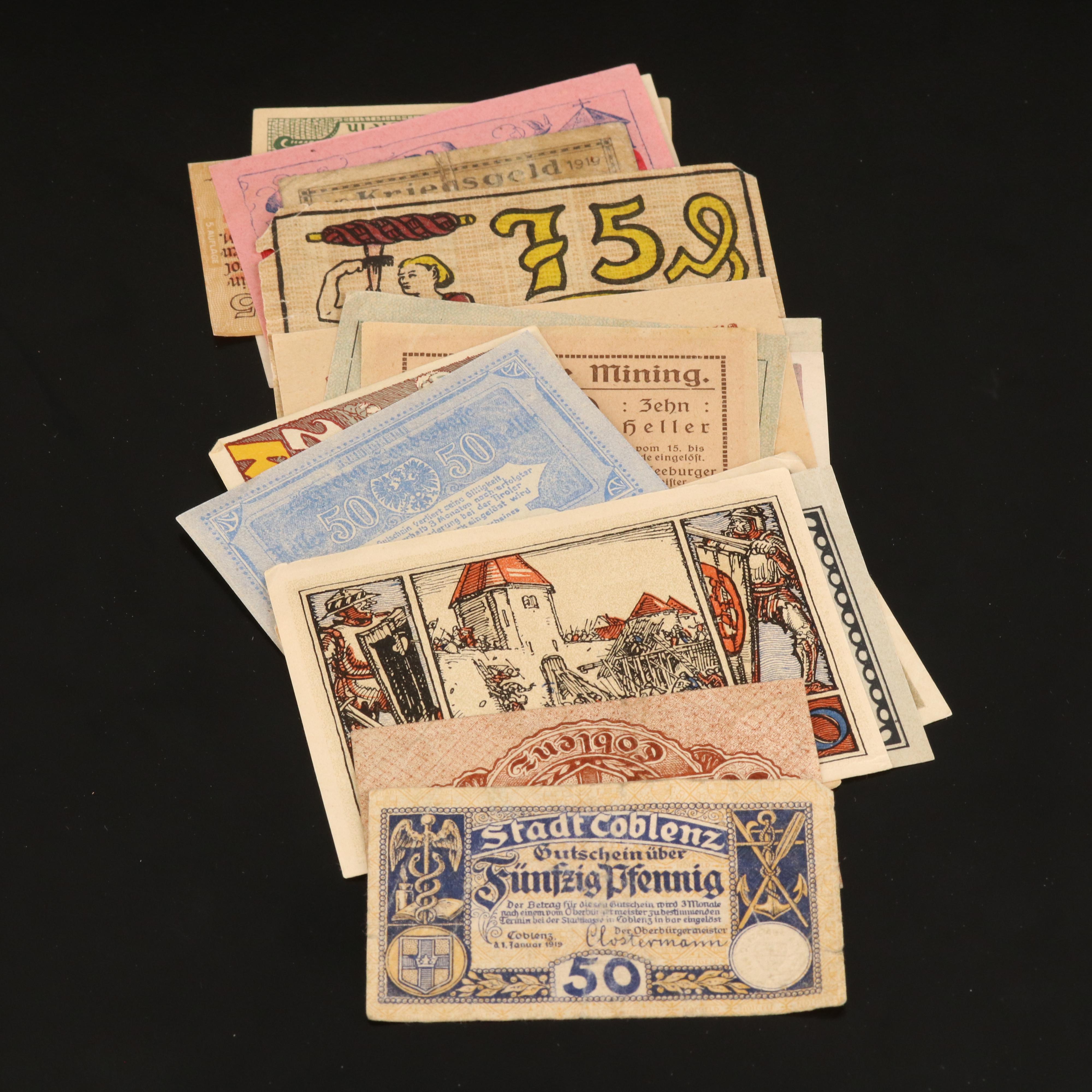 140 German and Austrian Notgeld Banknotes