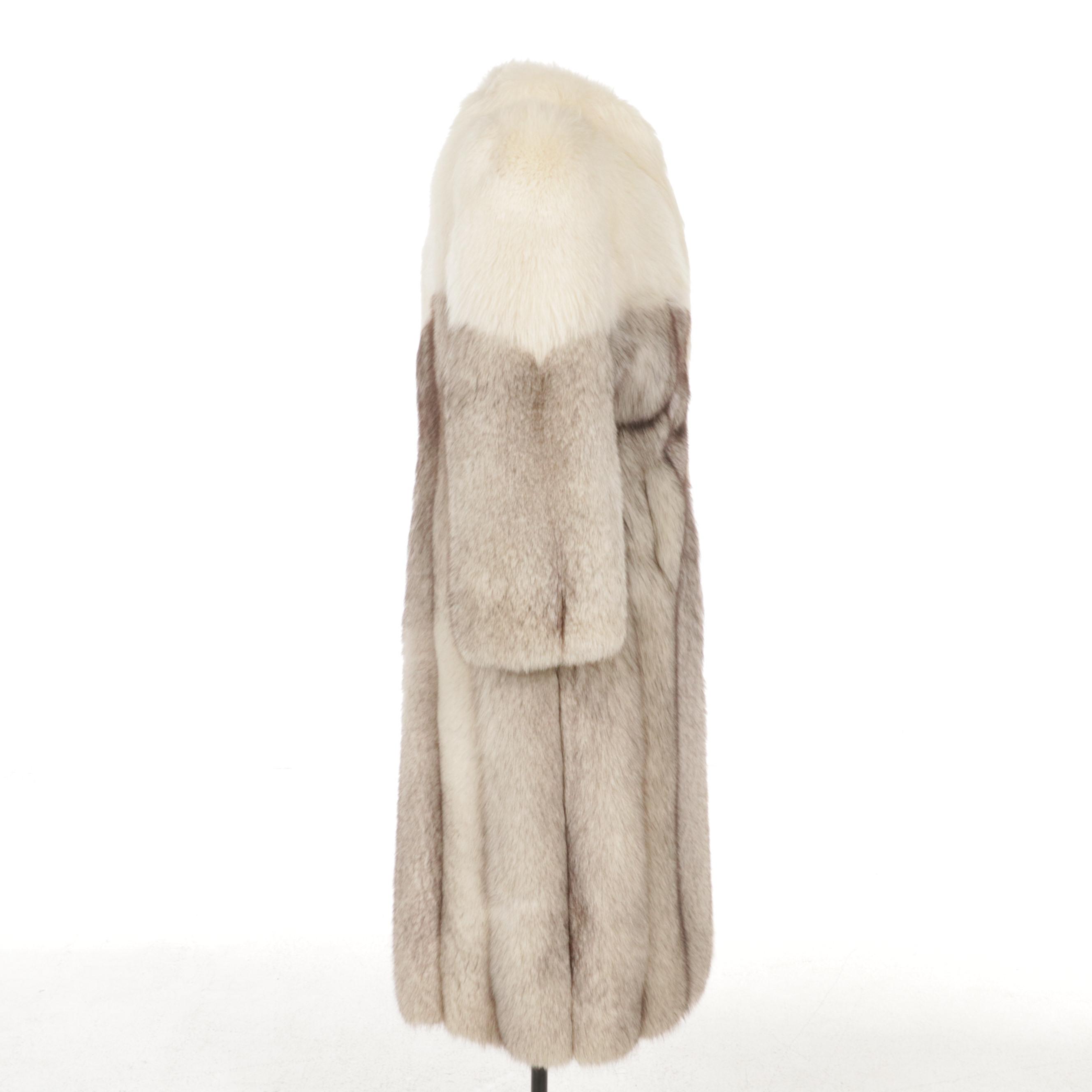 Full Pelt Blue Fox Fur Full-Length Coat