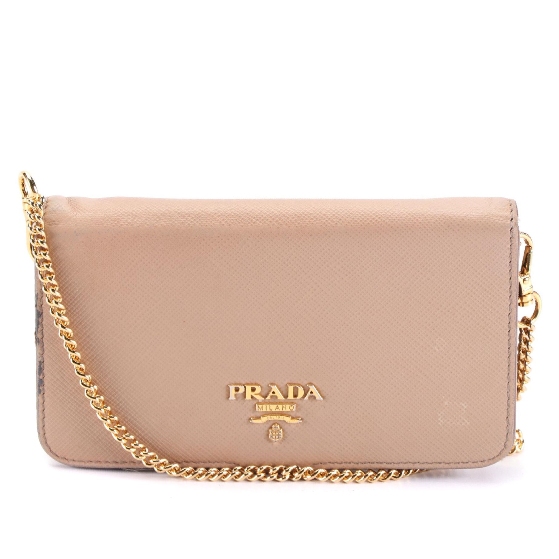 Prada iPhone Case/Wallet-on-Chain in Saffiano Leather