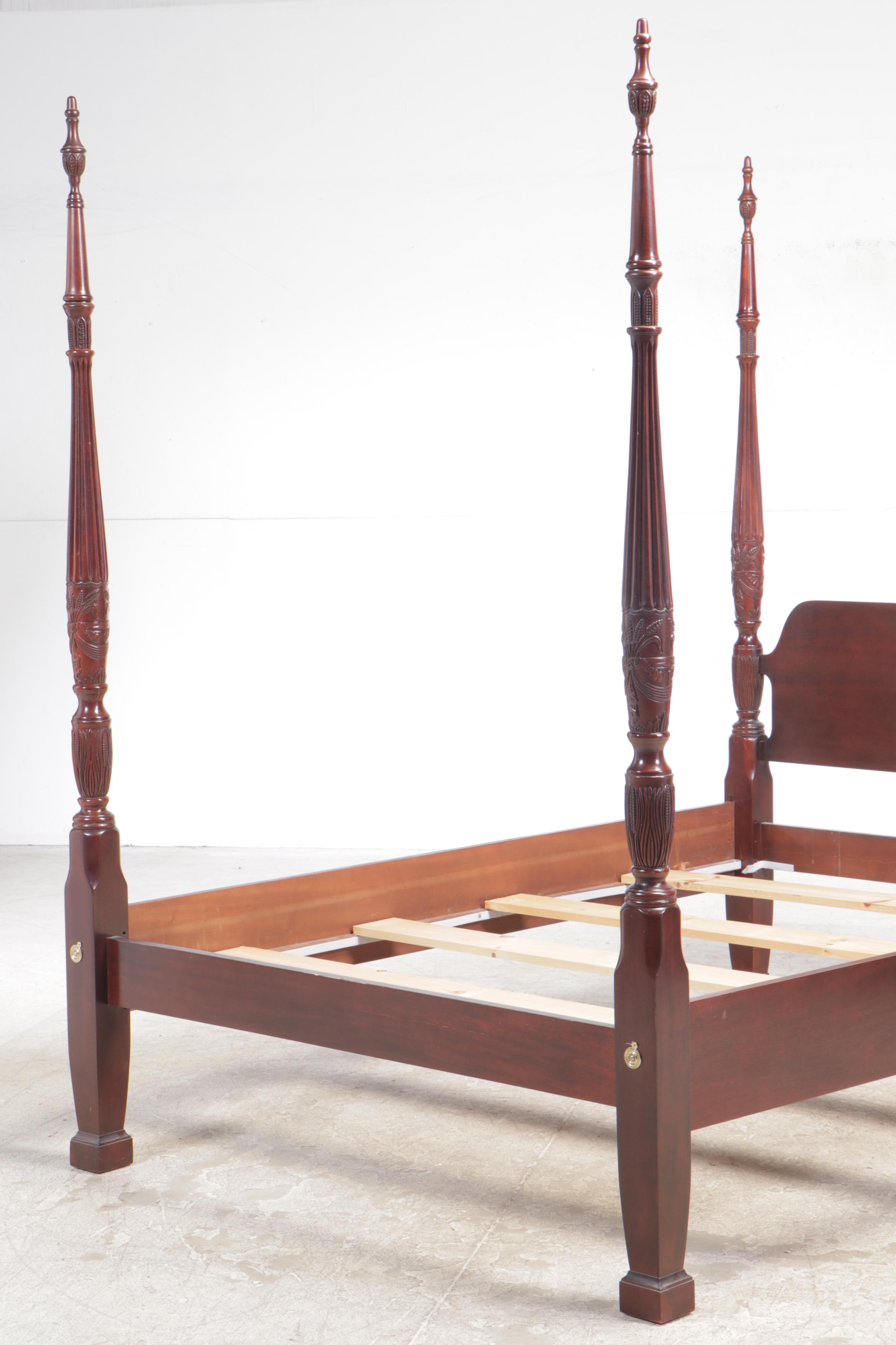 Thomasville Federal Style Mahogany Queen Size Four-Post Bed Frame