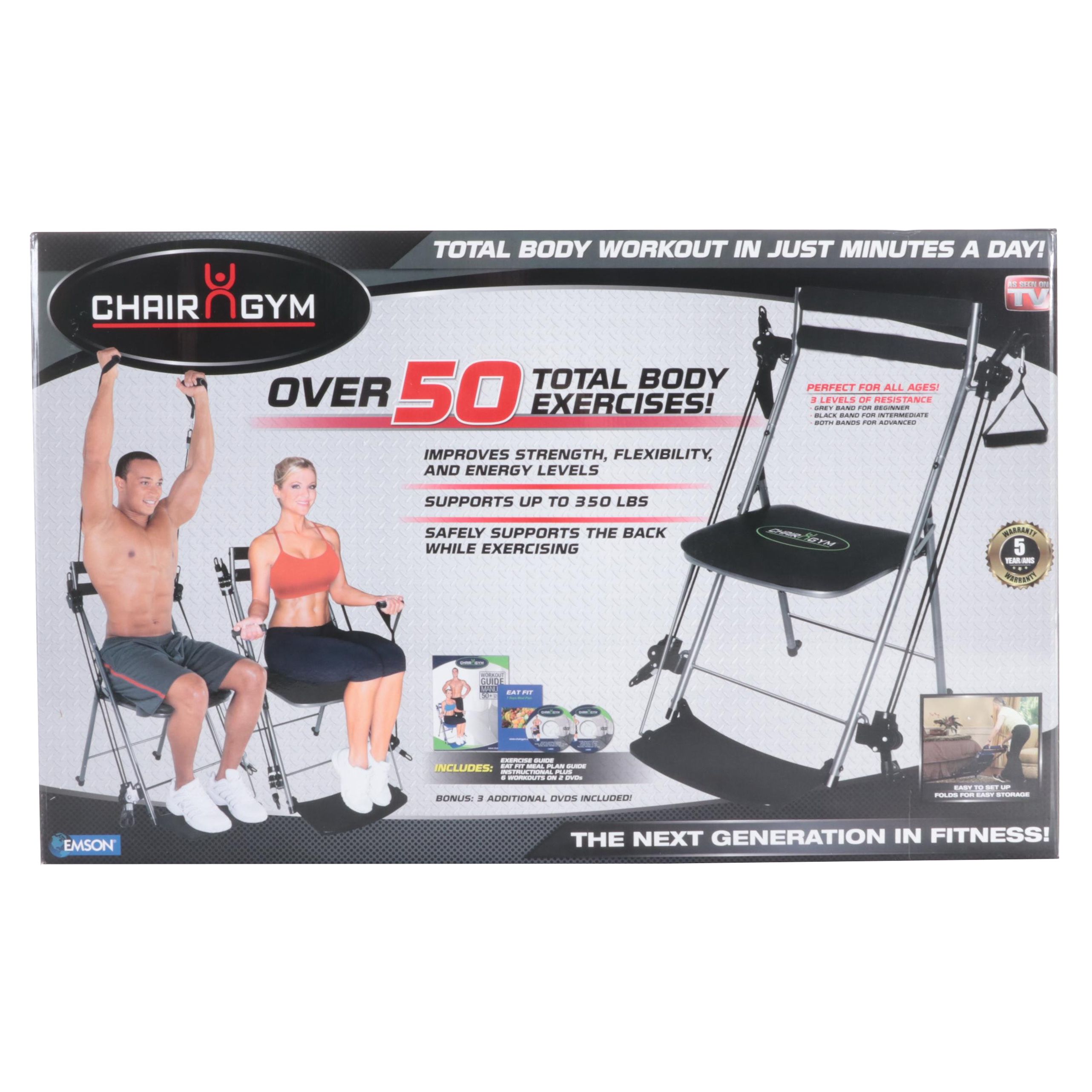 Chair Gym Exercise System with Instructional DVDs EBTH