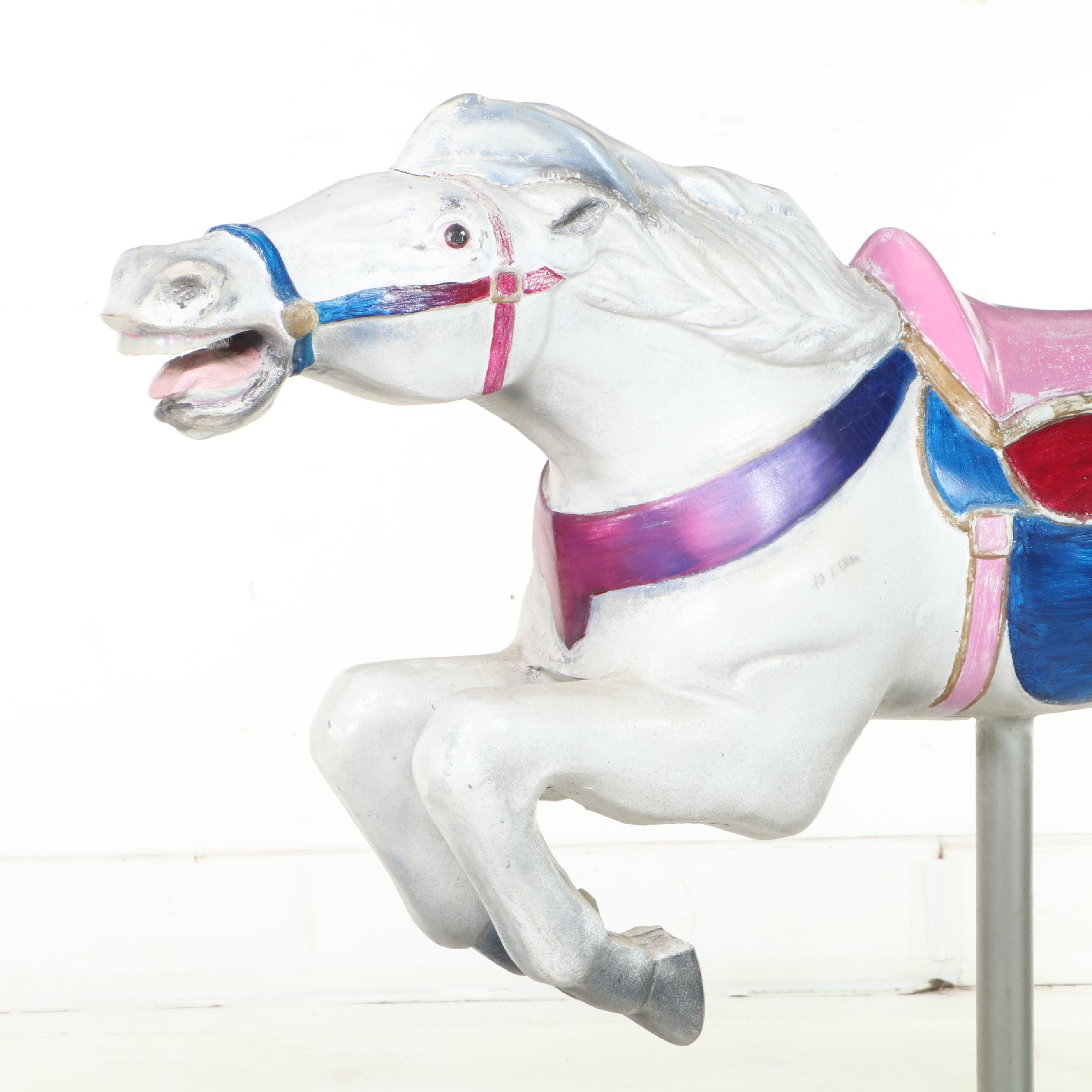 Paint-Decorated and Cast Aluminum Carousel Horse, 20th Century