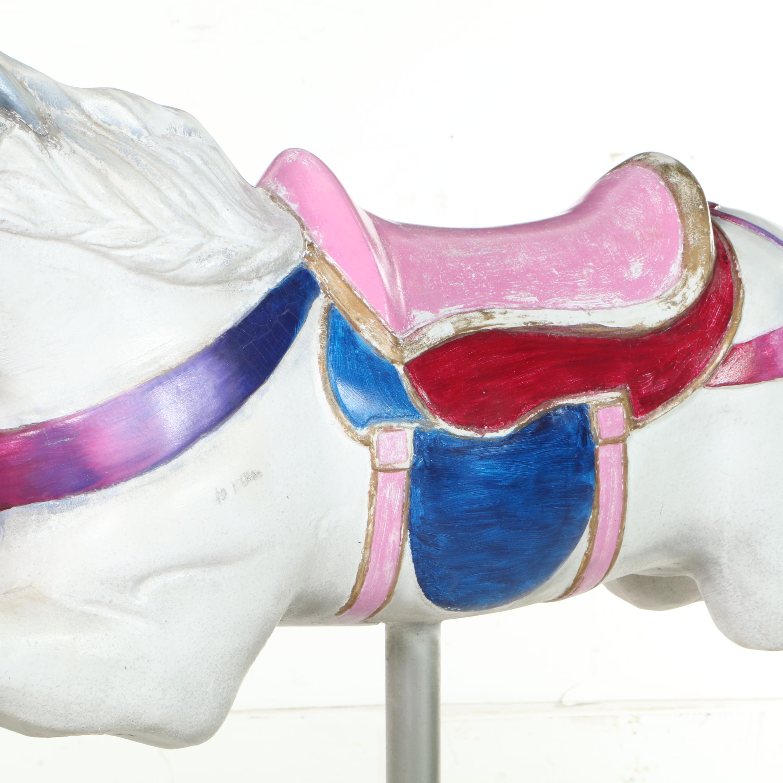 Paint-Decorated and Cast Aluminum Carousel Horse, 20th Century