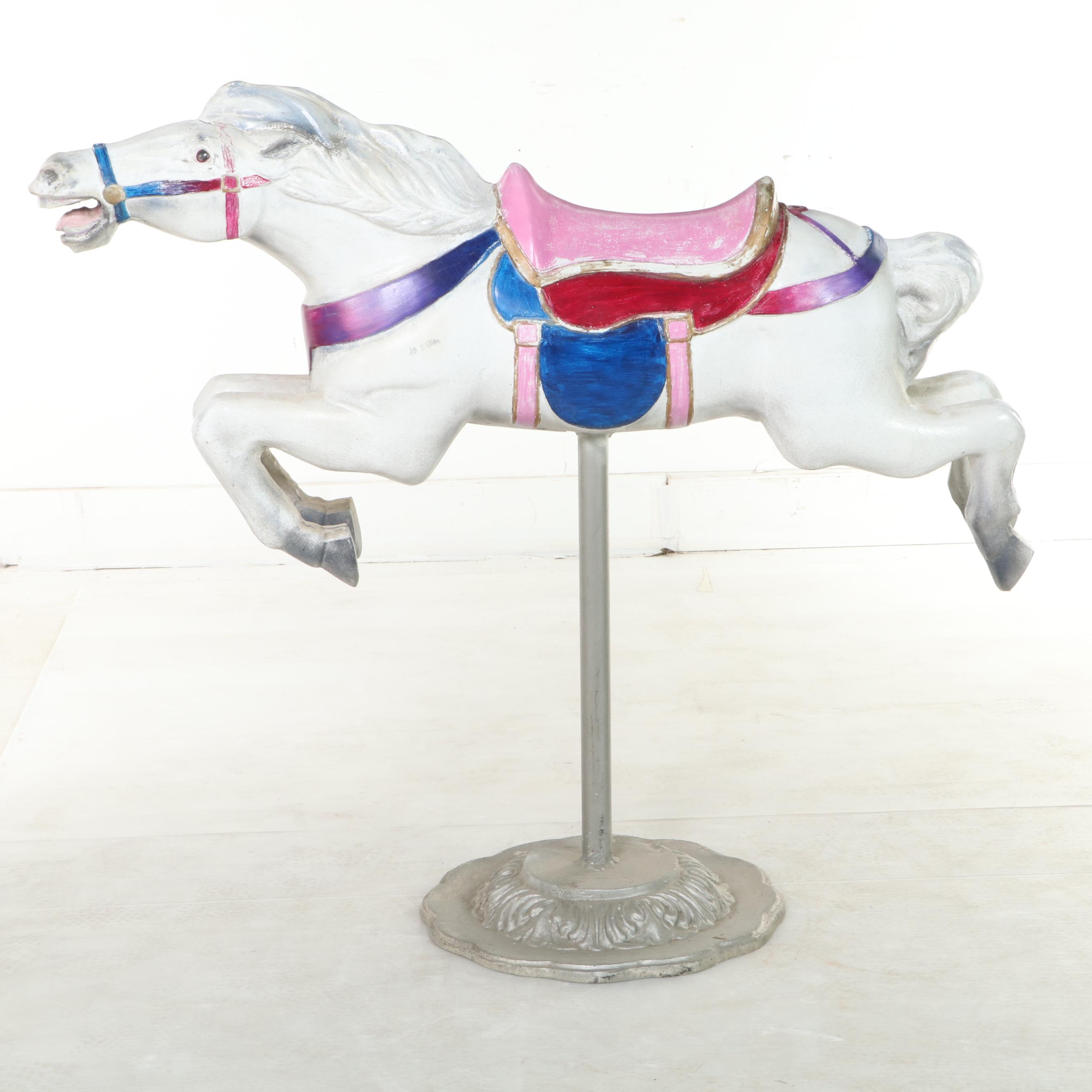 Paint-Decorated and Cast Aluminum Carousel Horse, 20th Century