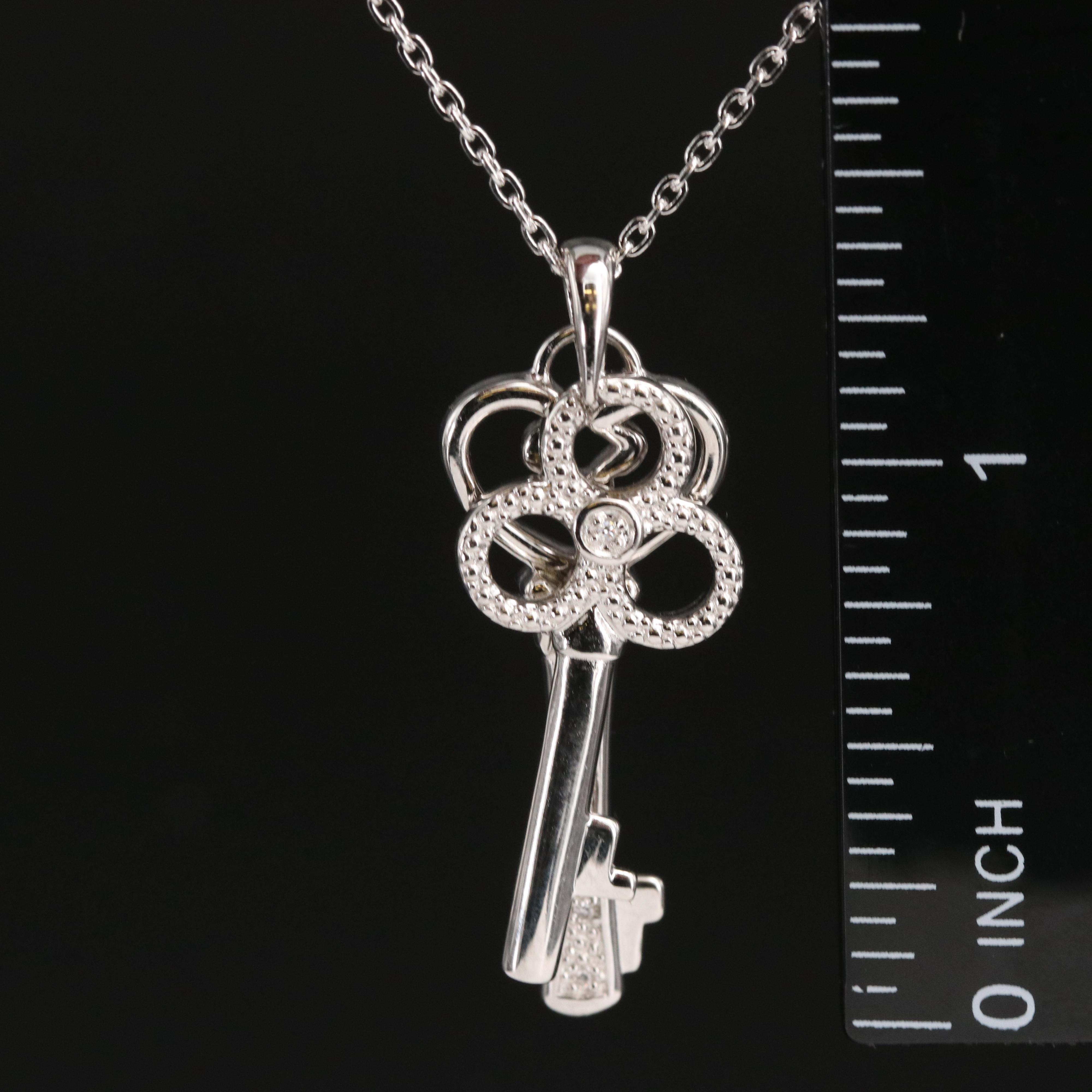 Sterling Diamond Key Pendant Necklace