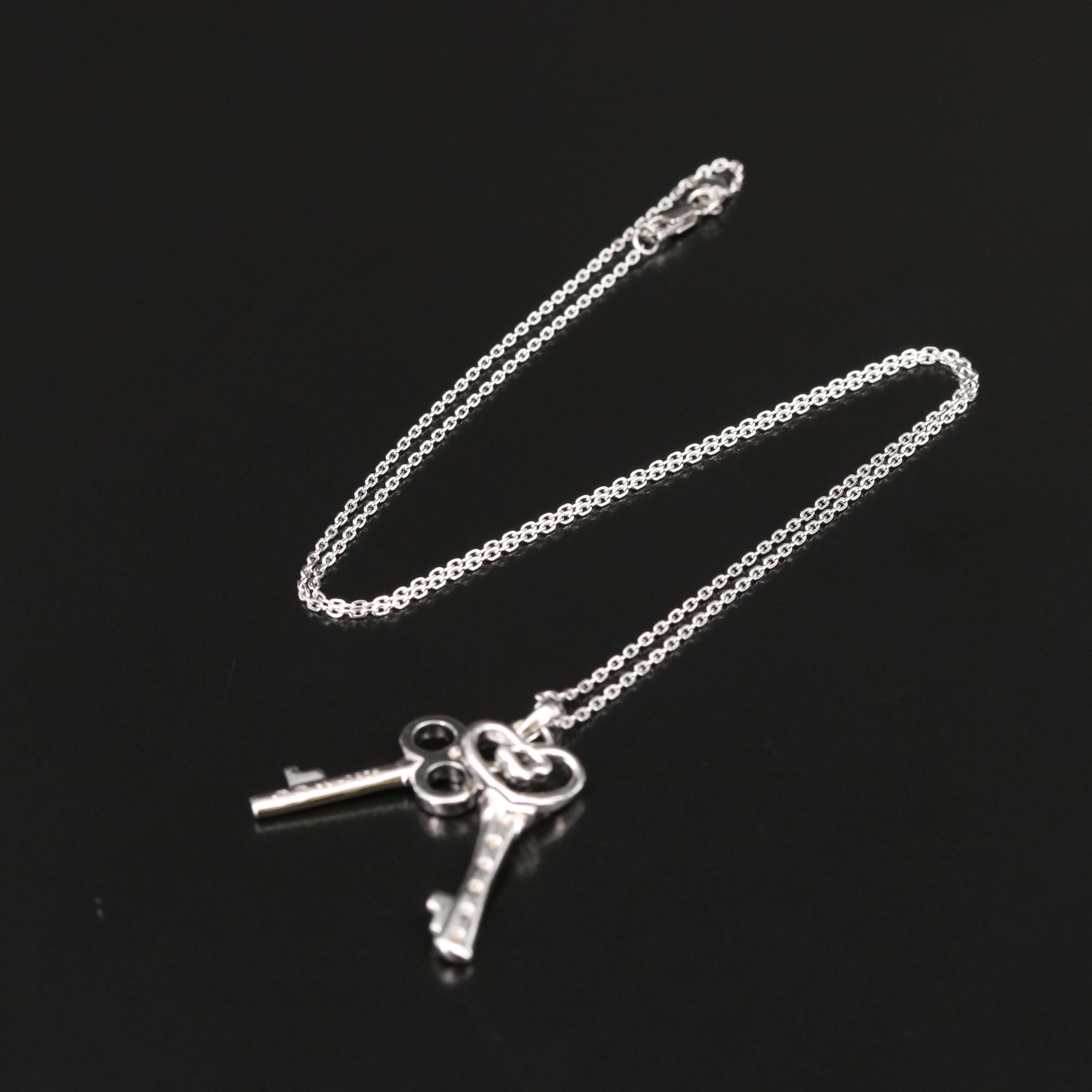 Sterling Diamond Key Pendant Necklace