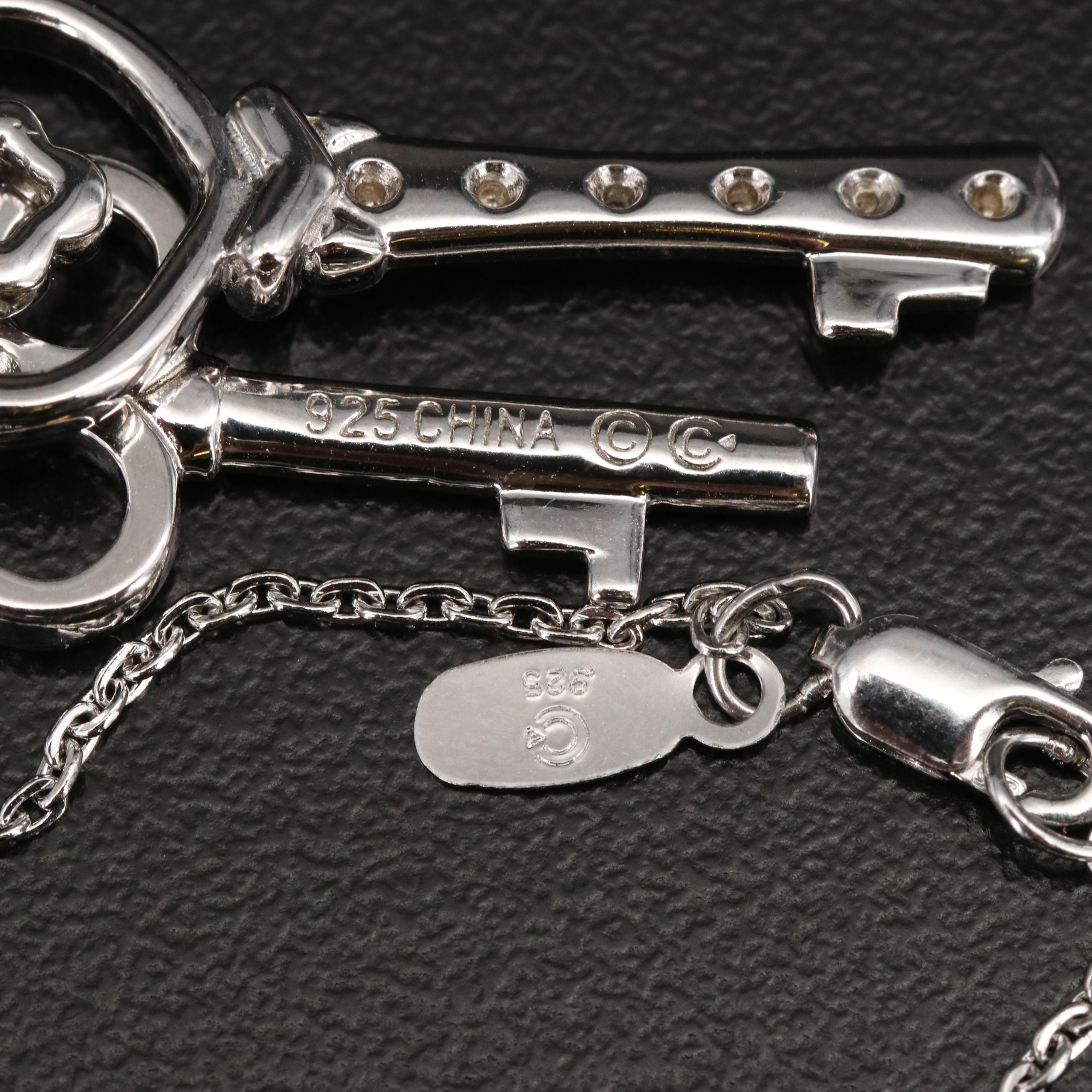 Sterling Diamond Key Pendant Necklace