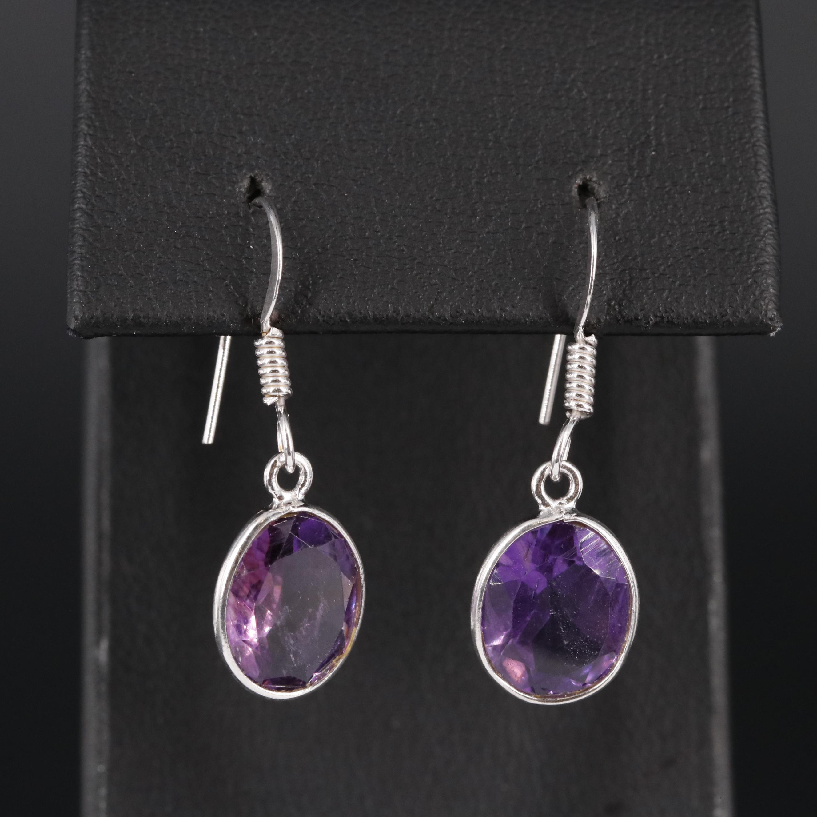 Sterling Silver Gemstone Dangle Earrings
