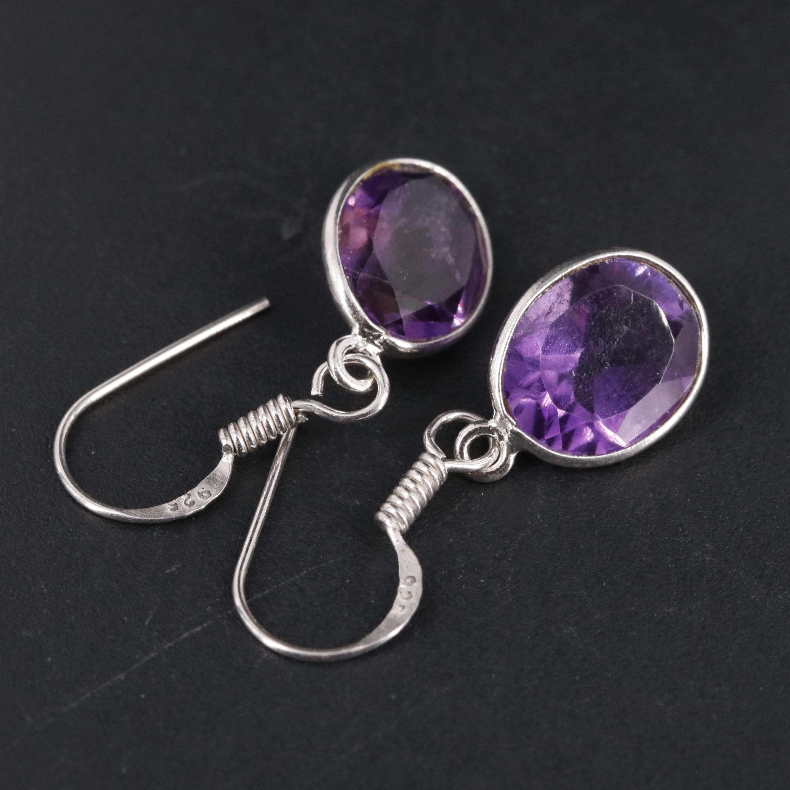 Sterling Silver Gemstone Dangle Earrings