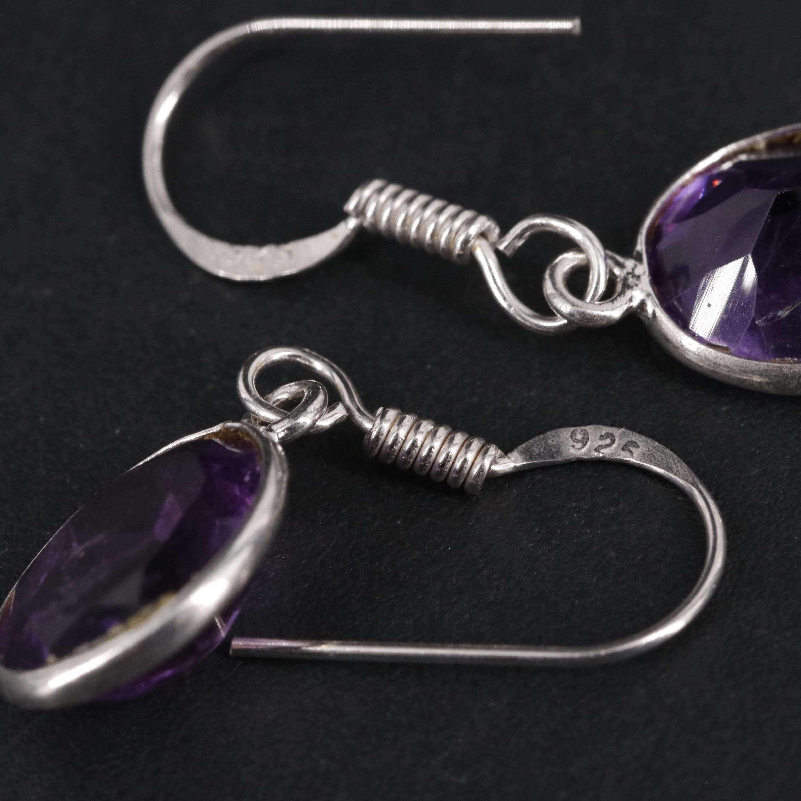 Sterling Silver Gemstone Dangle Earrings