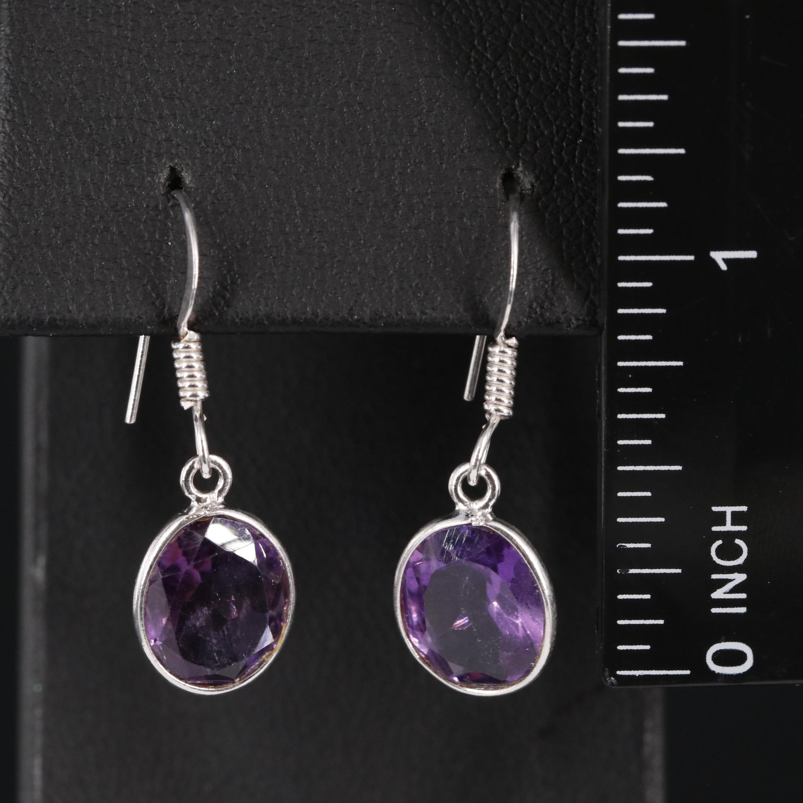 Sterling Silver Gemstone Dangle Earrings