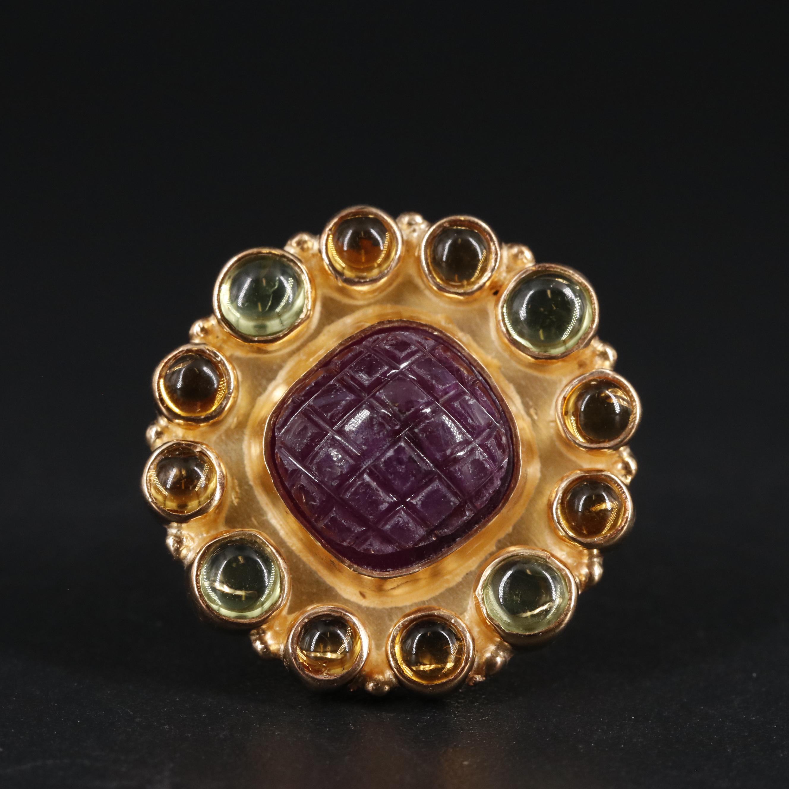 Sterling Silver Gemstone Halo Ring