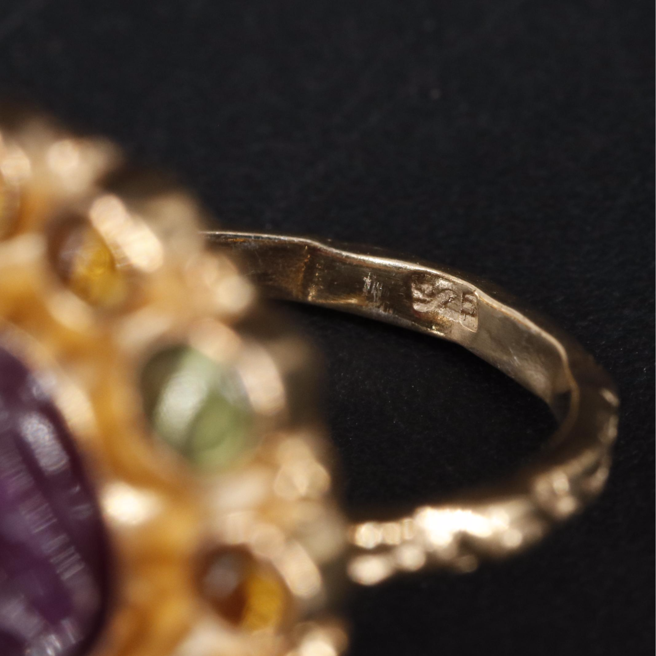 Sterling Silver Gemstone Halo Ring