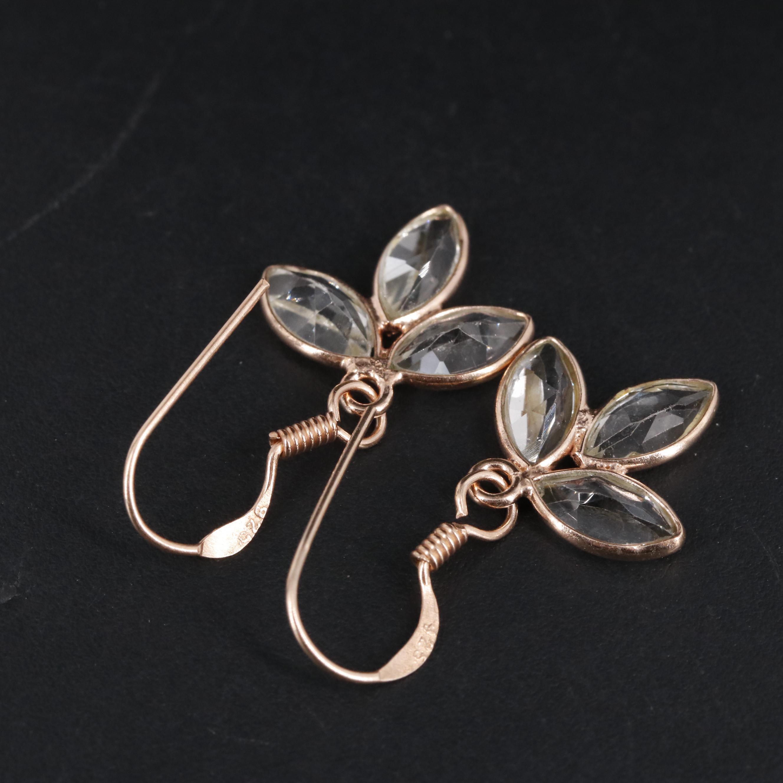 Sterling Gemstone Three Stone Dangle Earrings