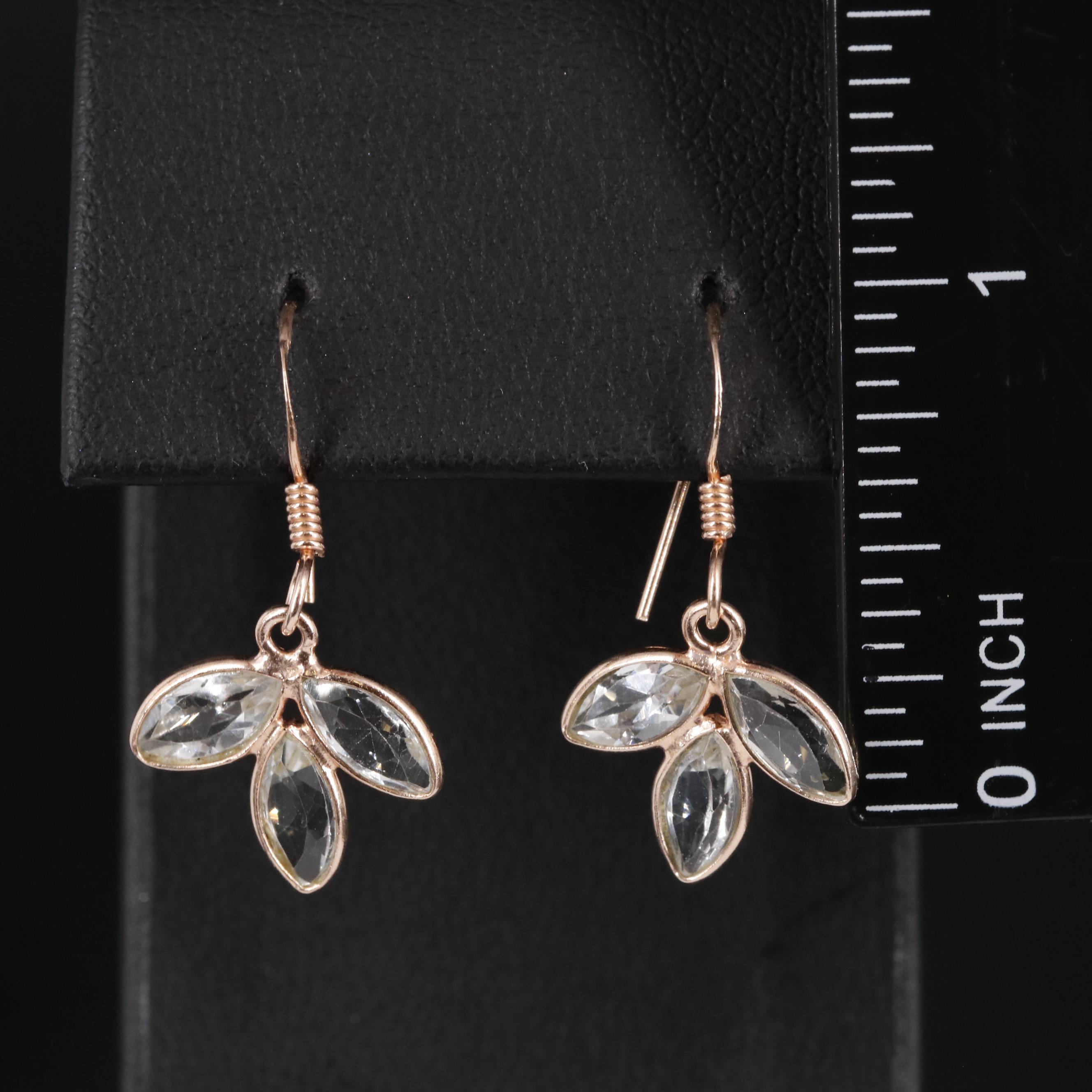 Sterling Gemstone Three Stone Dangle Earrings