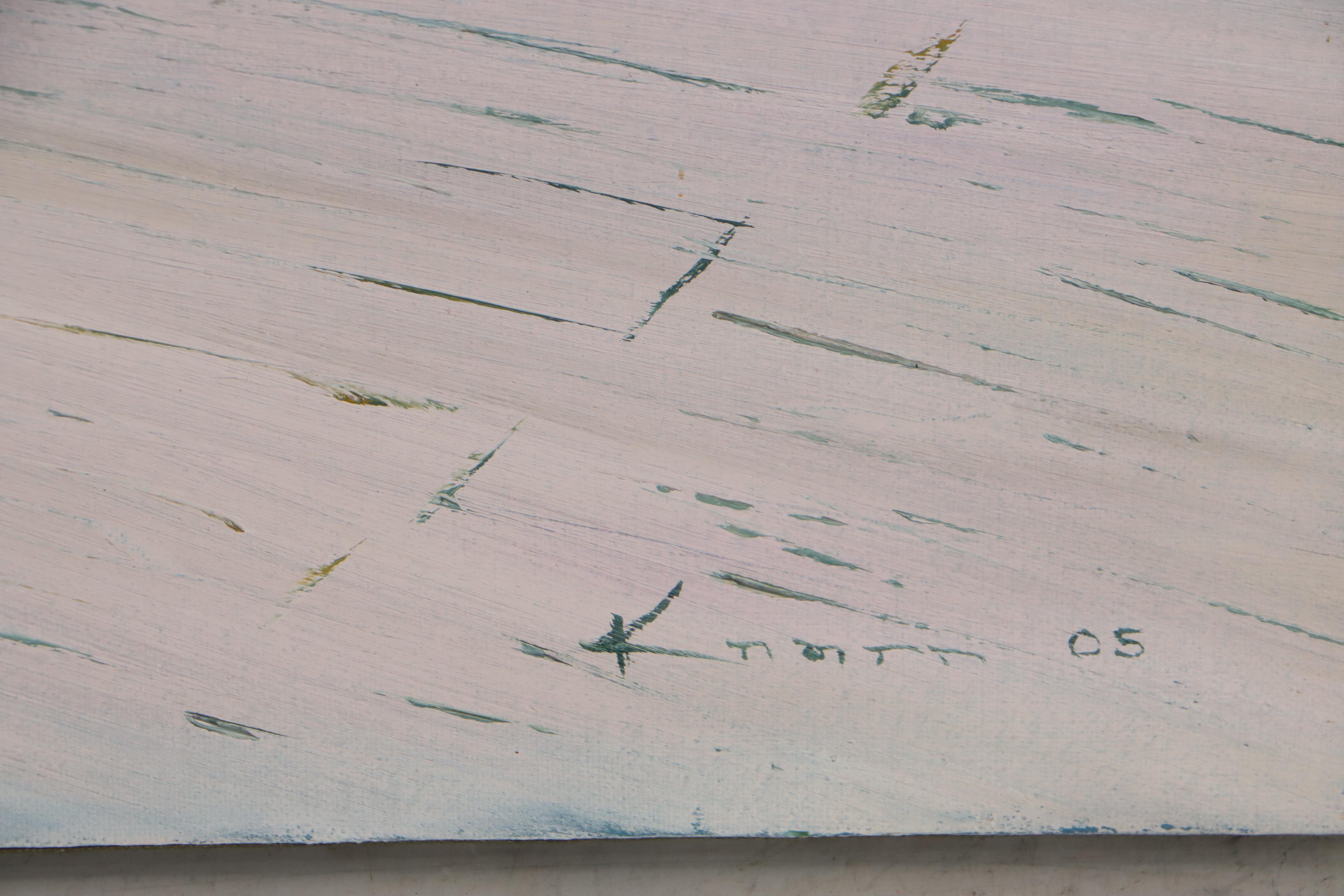 Orv Knarr Oil Painting of Docked Boat, 2005