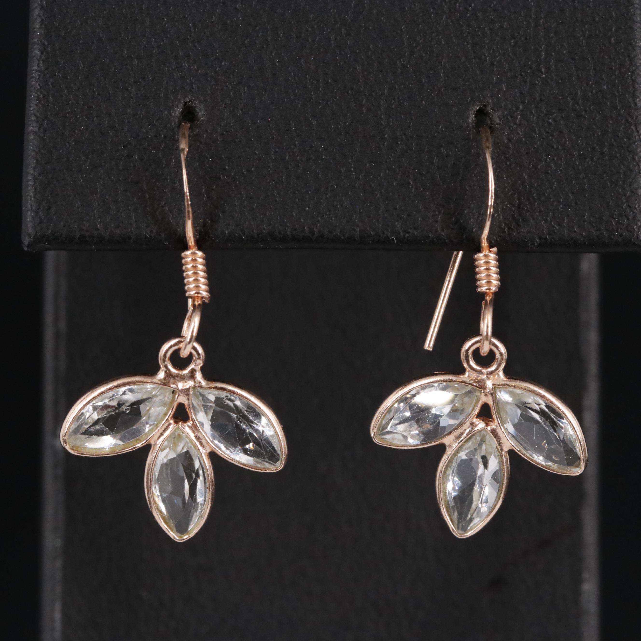 Sterling Gemstone Three Stone Dangle Earrings