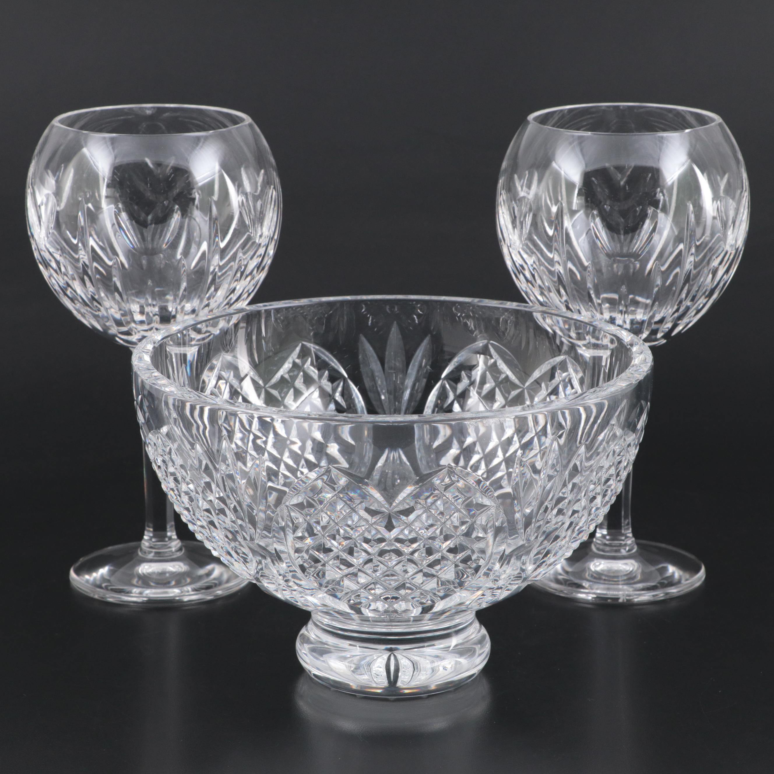 Waterford "Millennium Series" Crystal Toasting Goblets with Footed Bowl