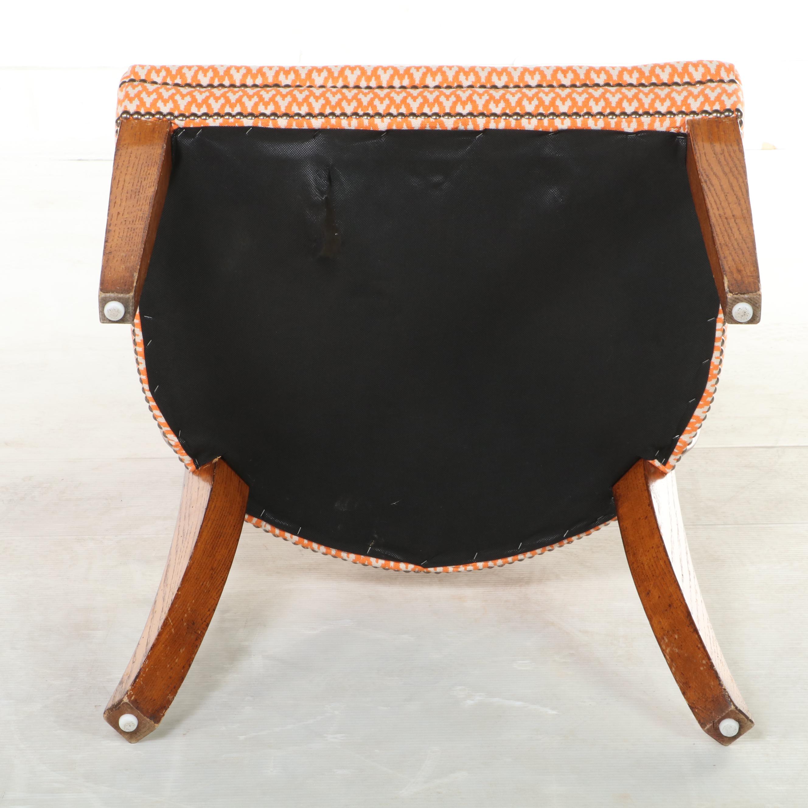 Oak and Custom-Upholstered Klismos Chair, Early 20th Century