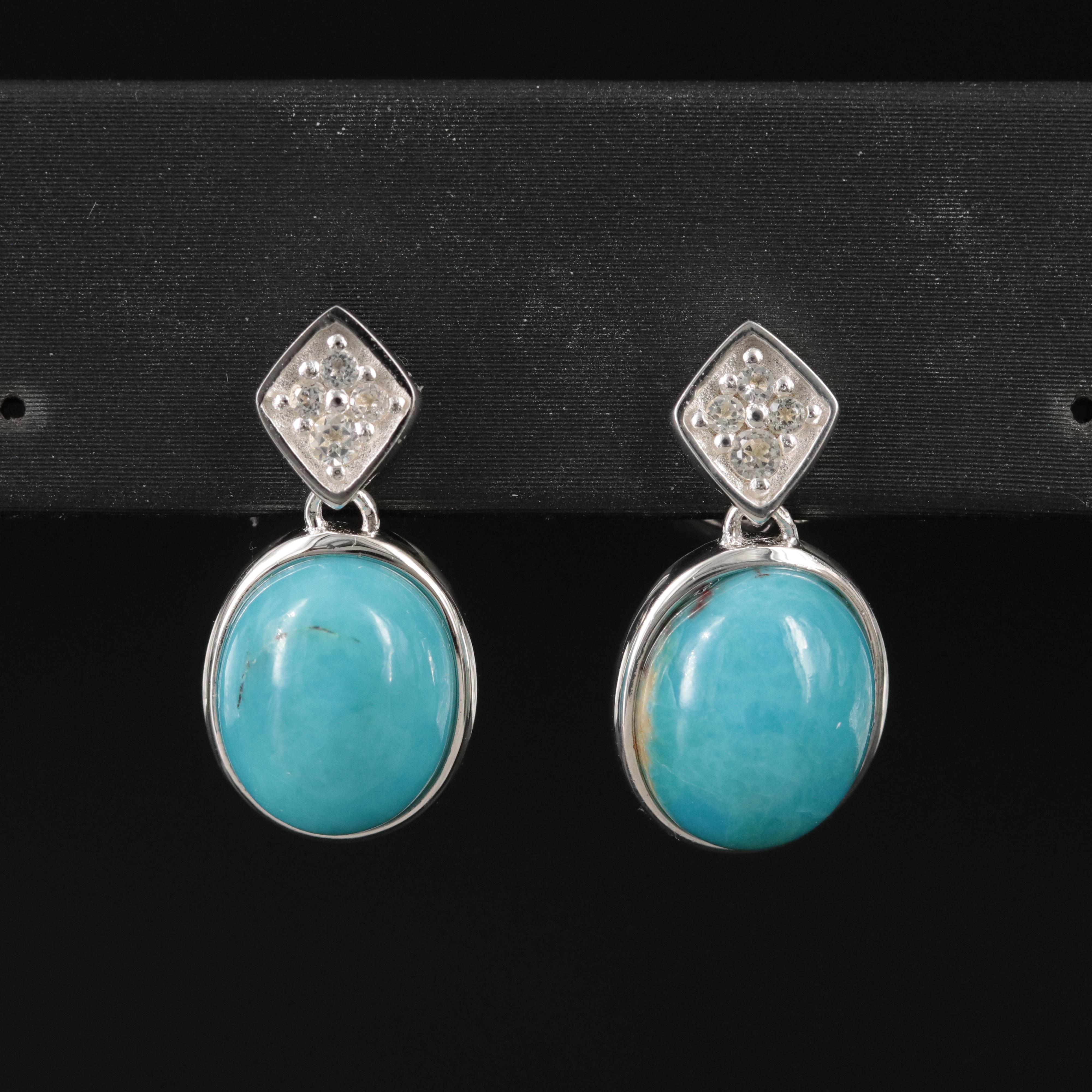 Sterling Turquoise and Topaz Earrings