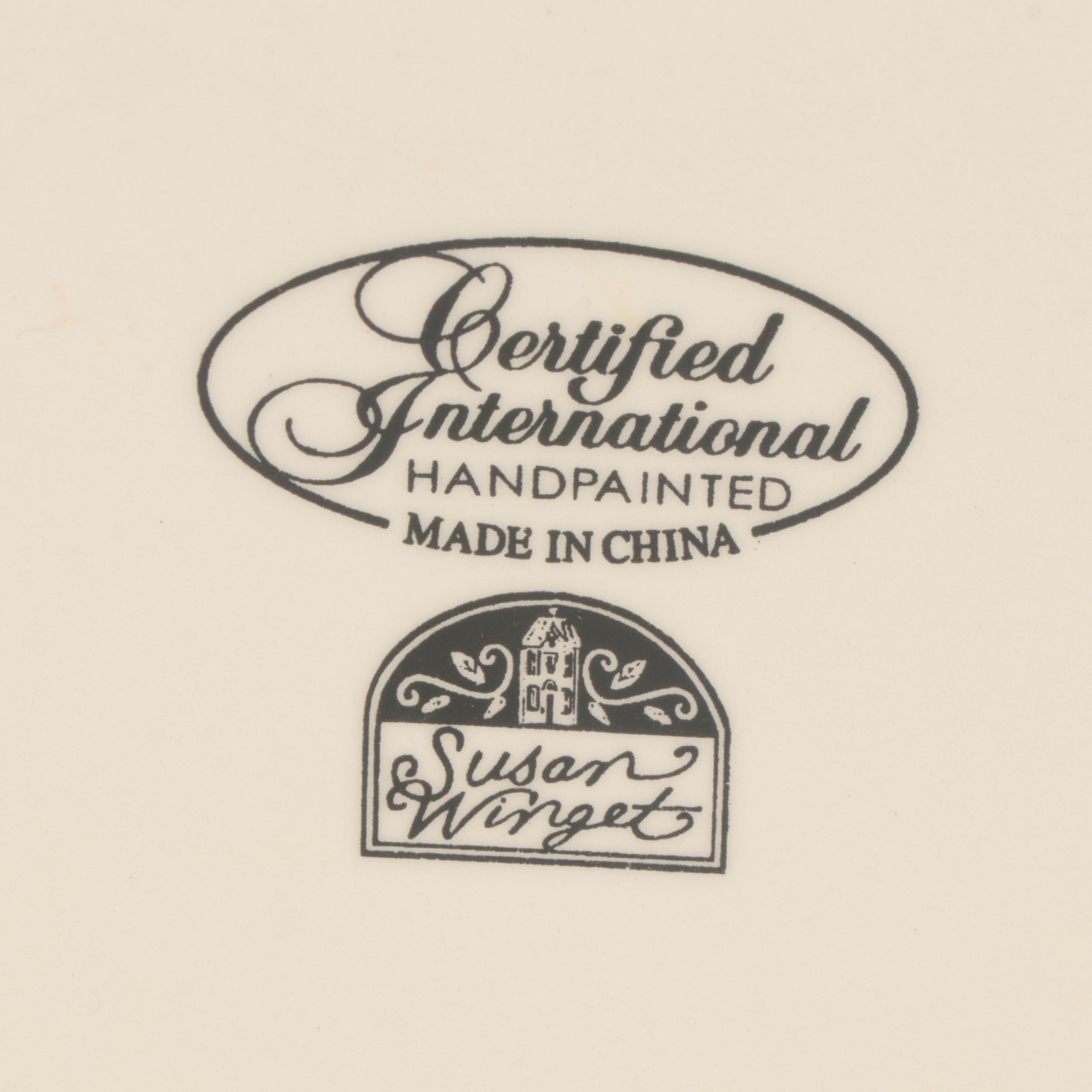 Susan Winget Hand-Painted Canisters with Other Ceramic Rooster Tableware