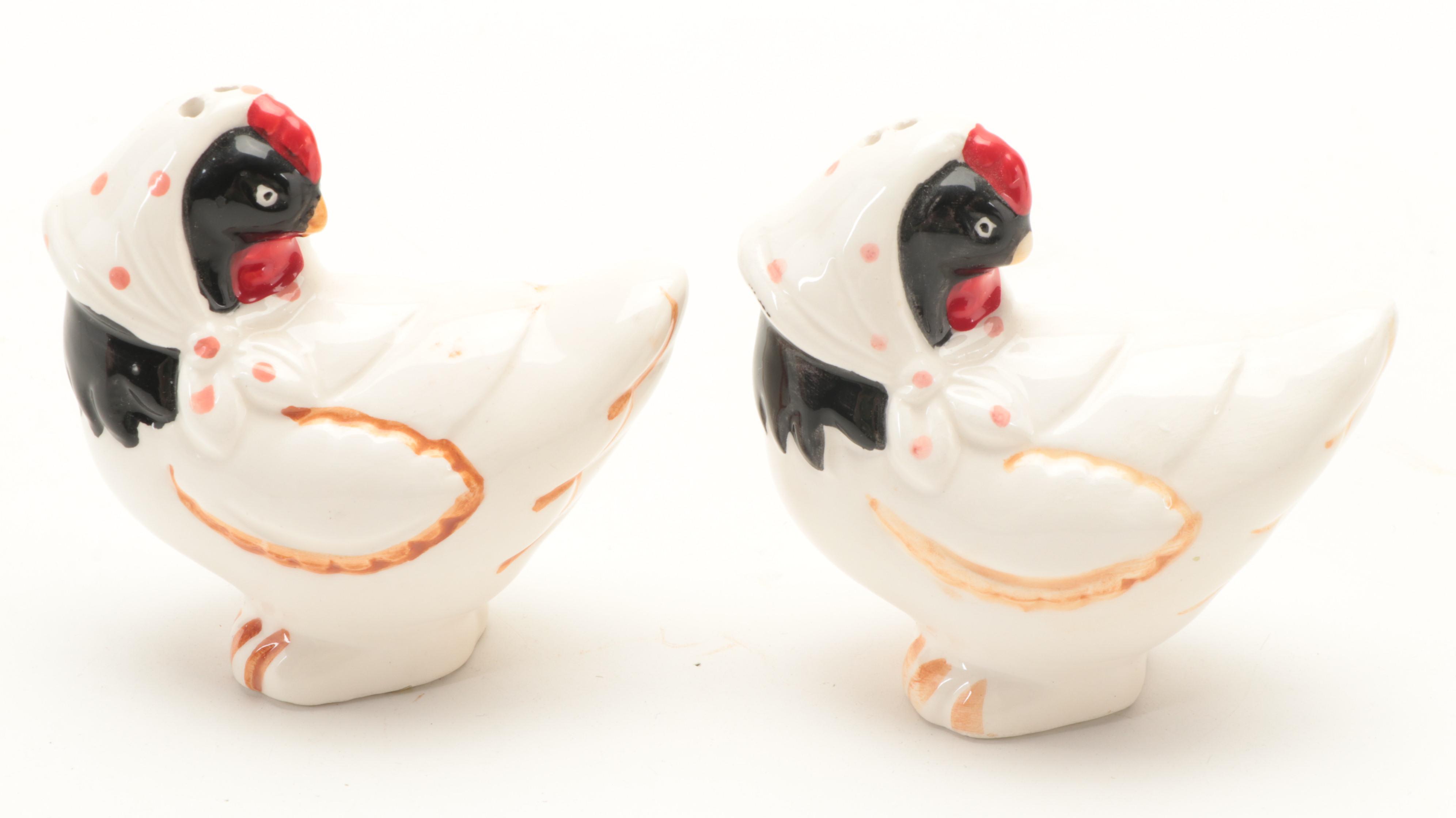 Susan Winget Hand-Painted Canisters with Other Ceramic Rooster Tableware