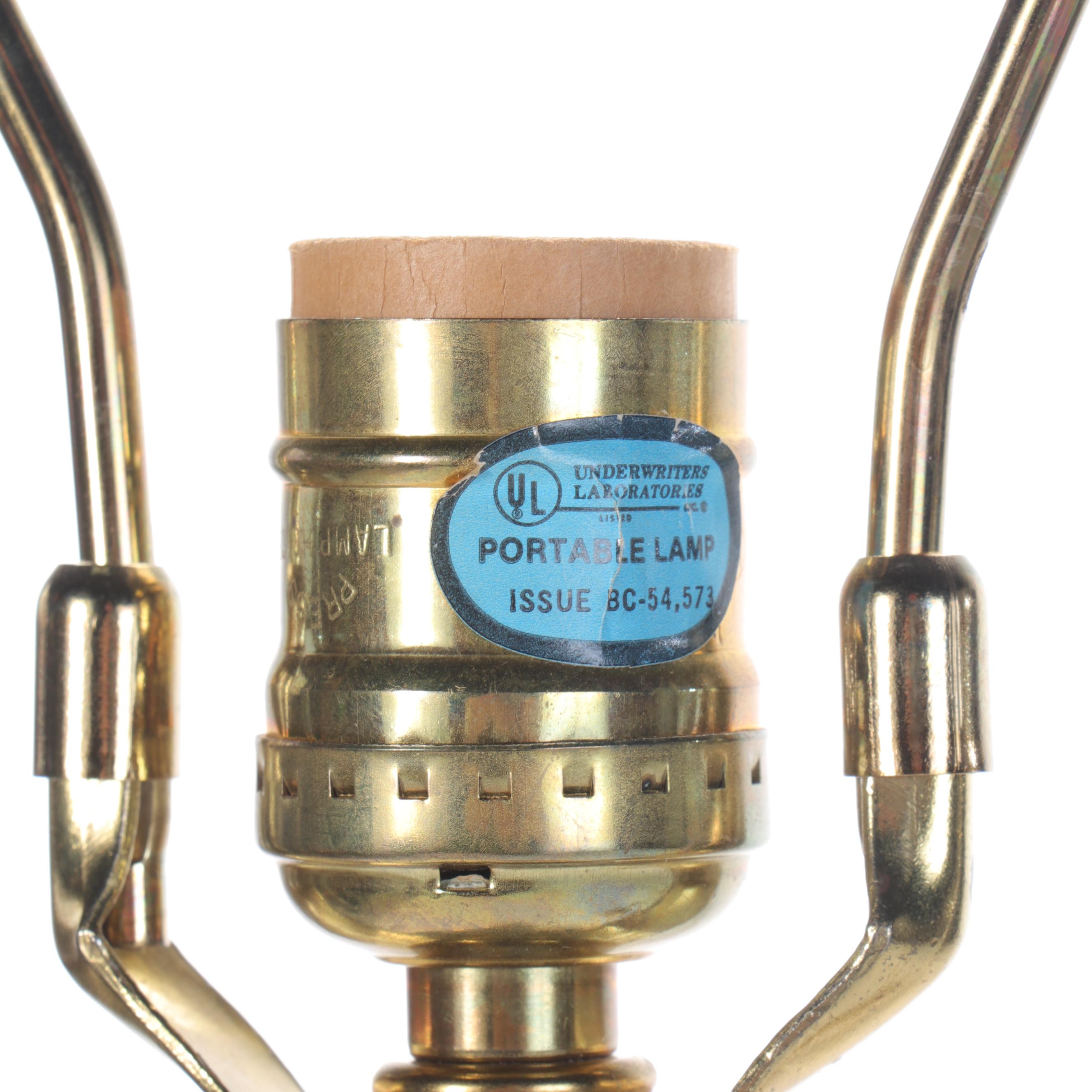 Pair of Brass and Metal Candlestick Buffet Lamps with Paper Shades