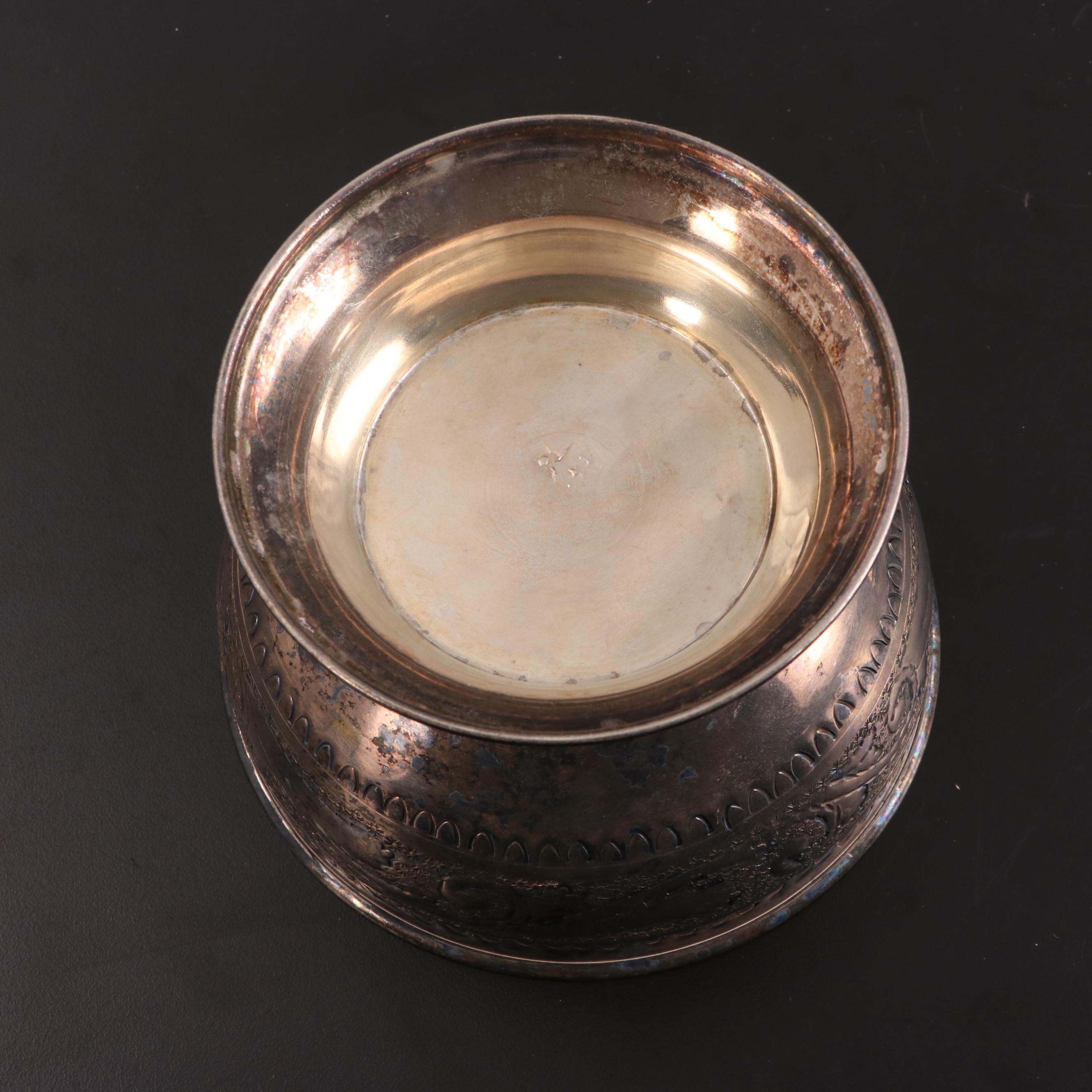 Middle Eastern Silver Plate Teapot with Outer Mongolian Bowl and Other Tableware