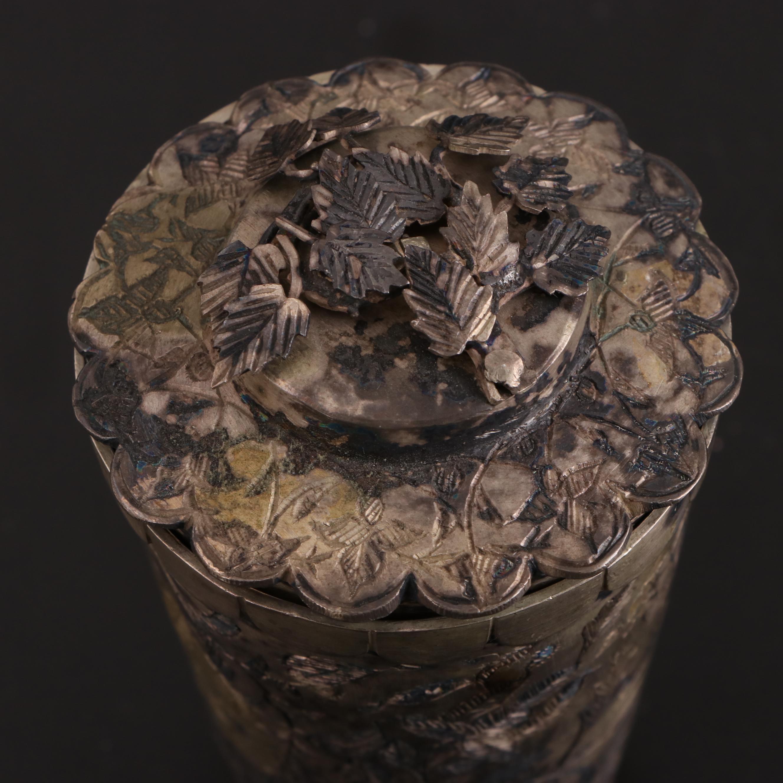 Middle Eastern Silver Plate Teapot with Outer Mongolian Bowl and Other Tableware